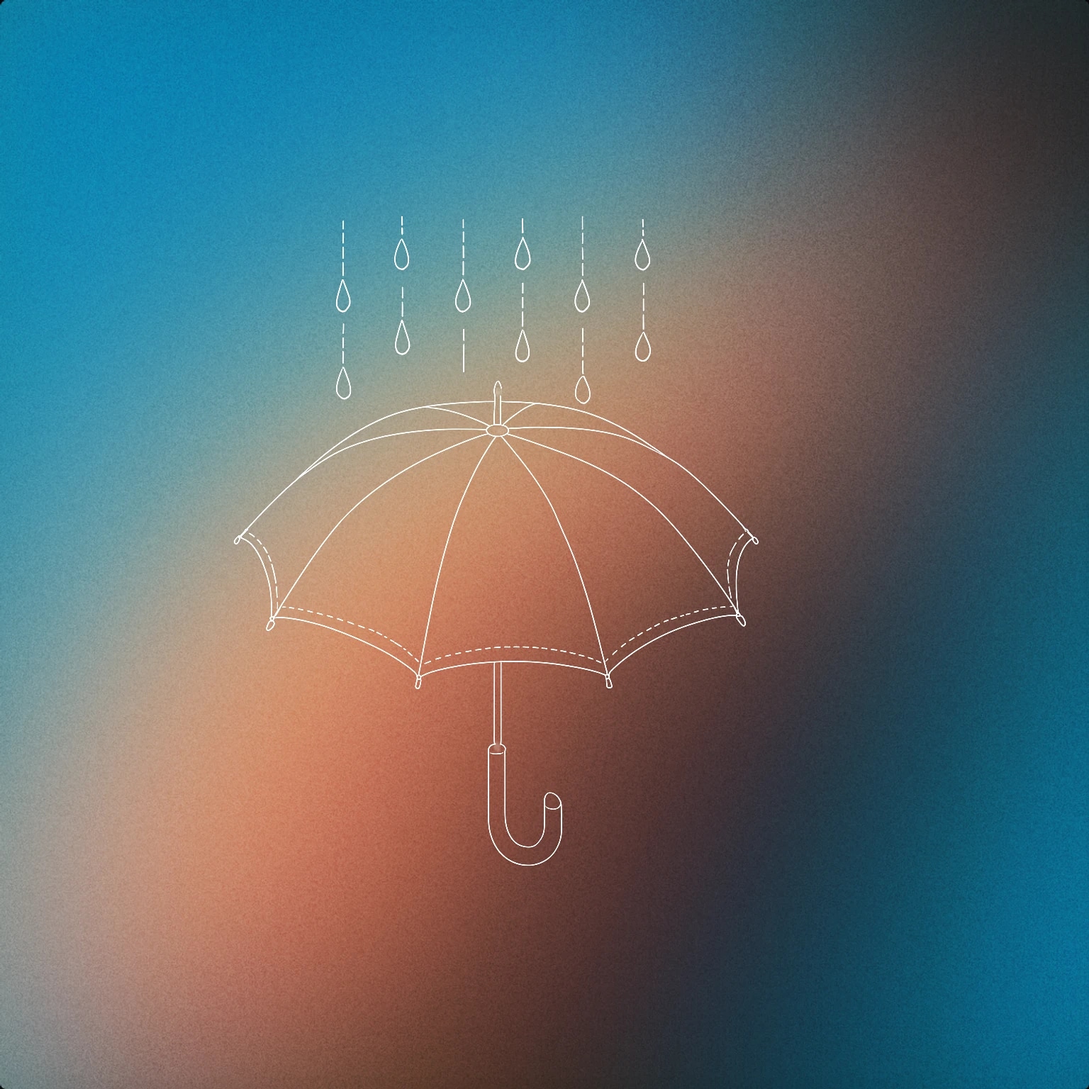 Cover of an open umbrella with gentle, evenly spaced droplets falling onto it for Soft Rain sound effects