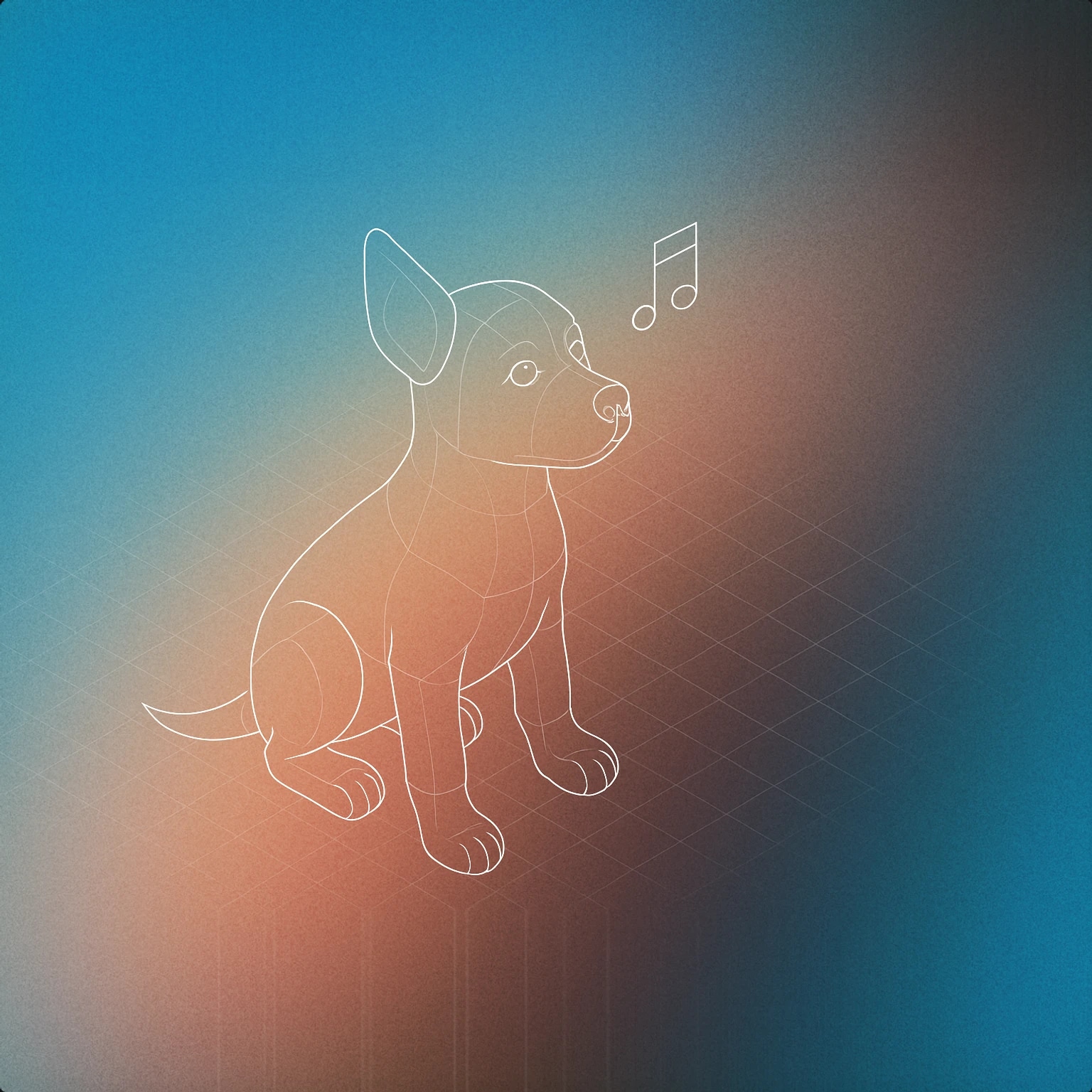 Cover of A puppy with one ear perked up and a musical note floating above its head for Puppy sound effects
