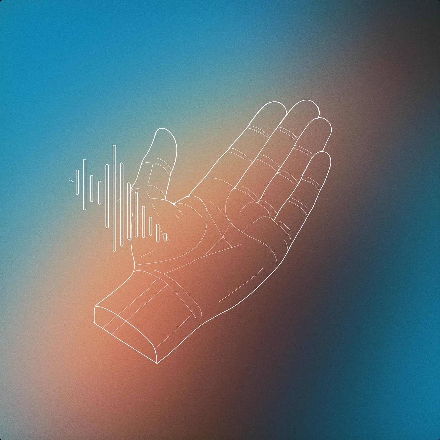 Cover of an open hand with stylized soundwave lines entering the palm for Get sound effects