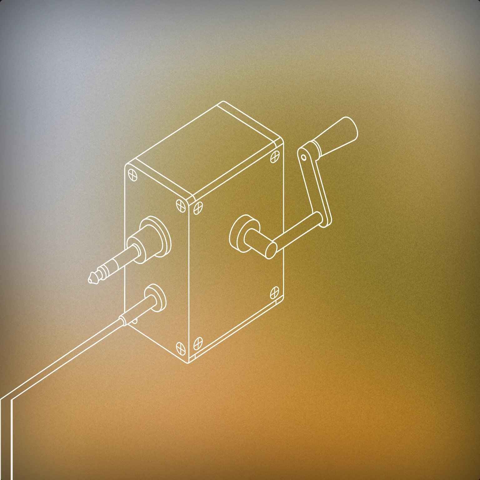 Cover of hand-crank dynamo with an audio jack socket for Generator sound effects