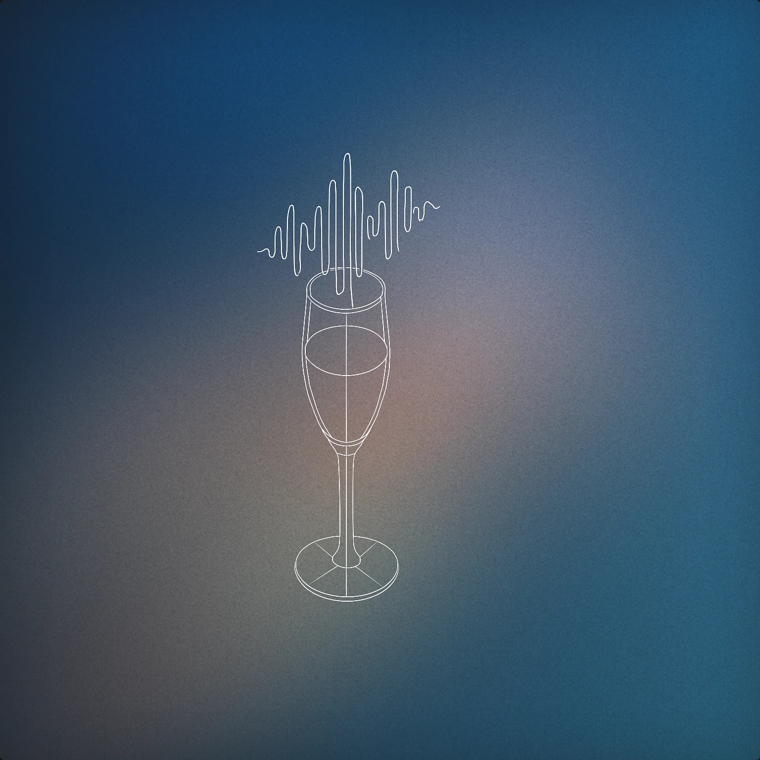Cover of A champagne flute with an abstract soundwave pattern rising from its opening for Champagne sound effects