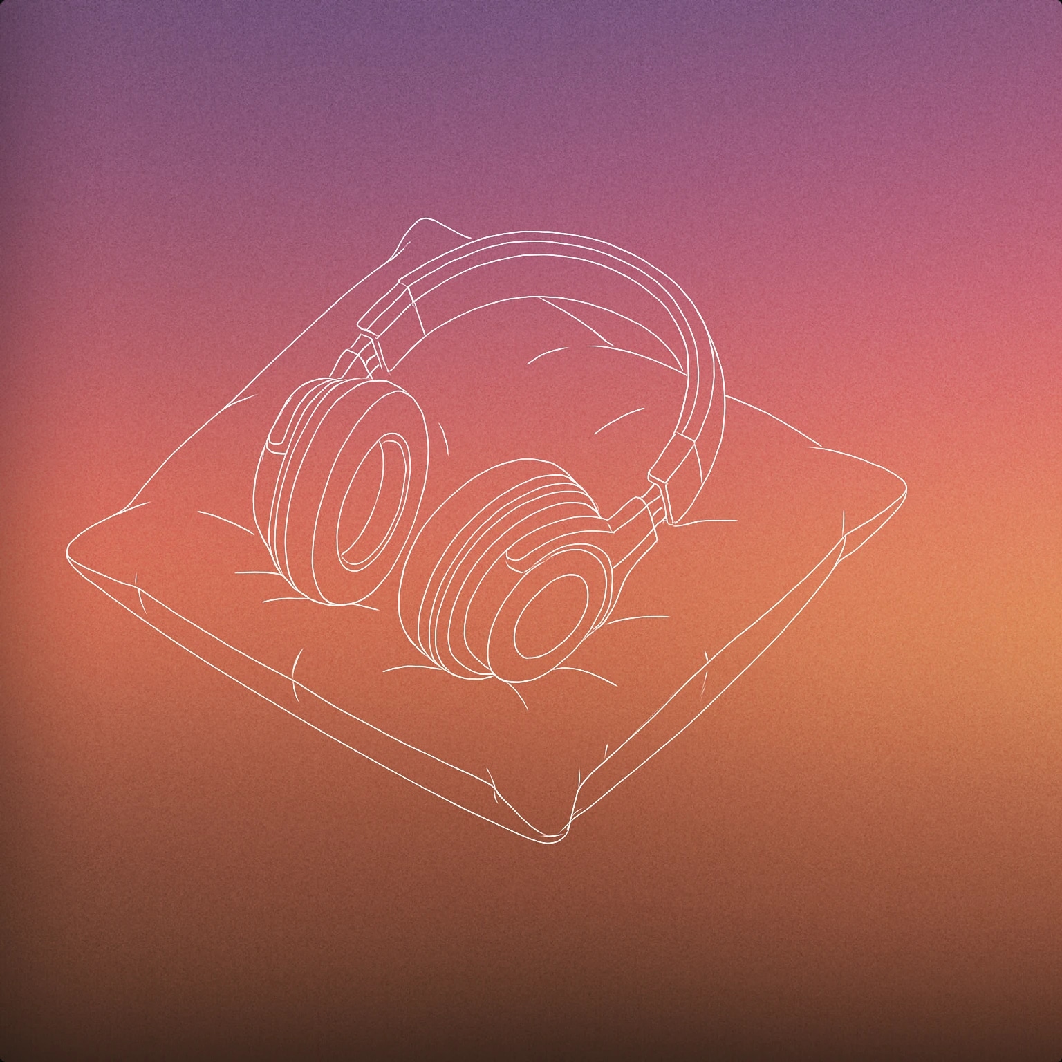 Cover of a pair of closed over-ear headphones resting on a soft pillow for Sleep sound effects