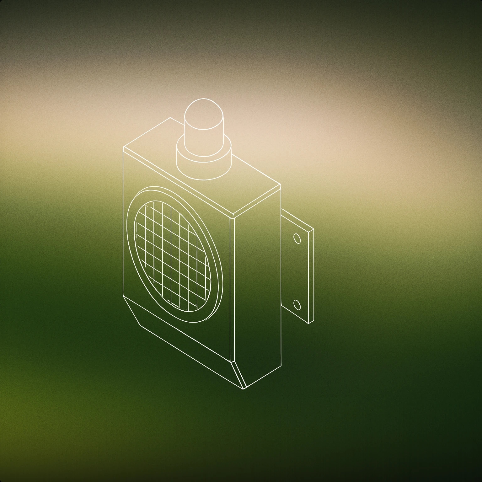 Cover of wall-mounted siren with a circular grill and a small alert light on top for Home Alarm sound effects