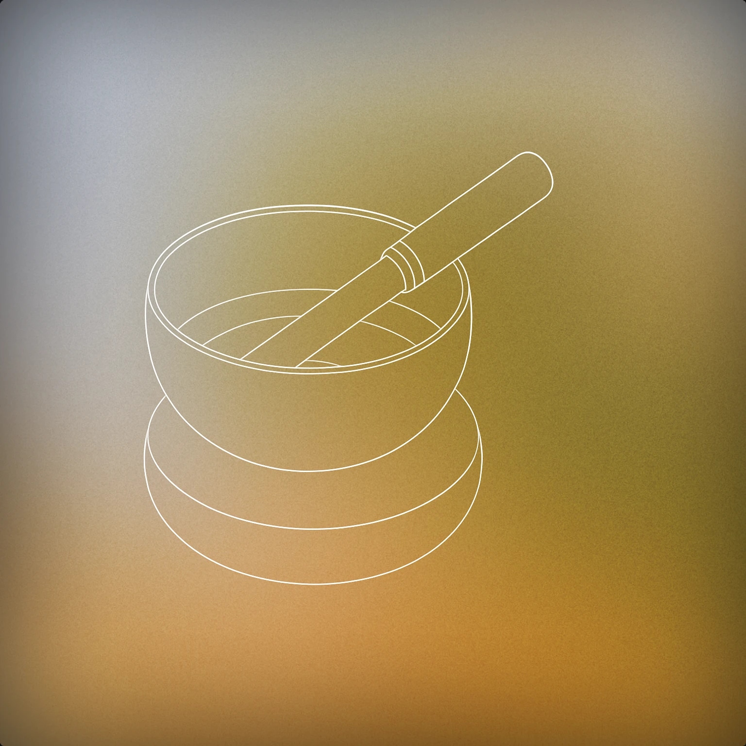 Cover of Singing bowl placed on a simplistic round cushion with a mallet resting across the rim for Singing Bowl sound effects