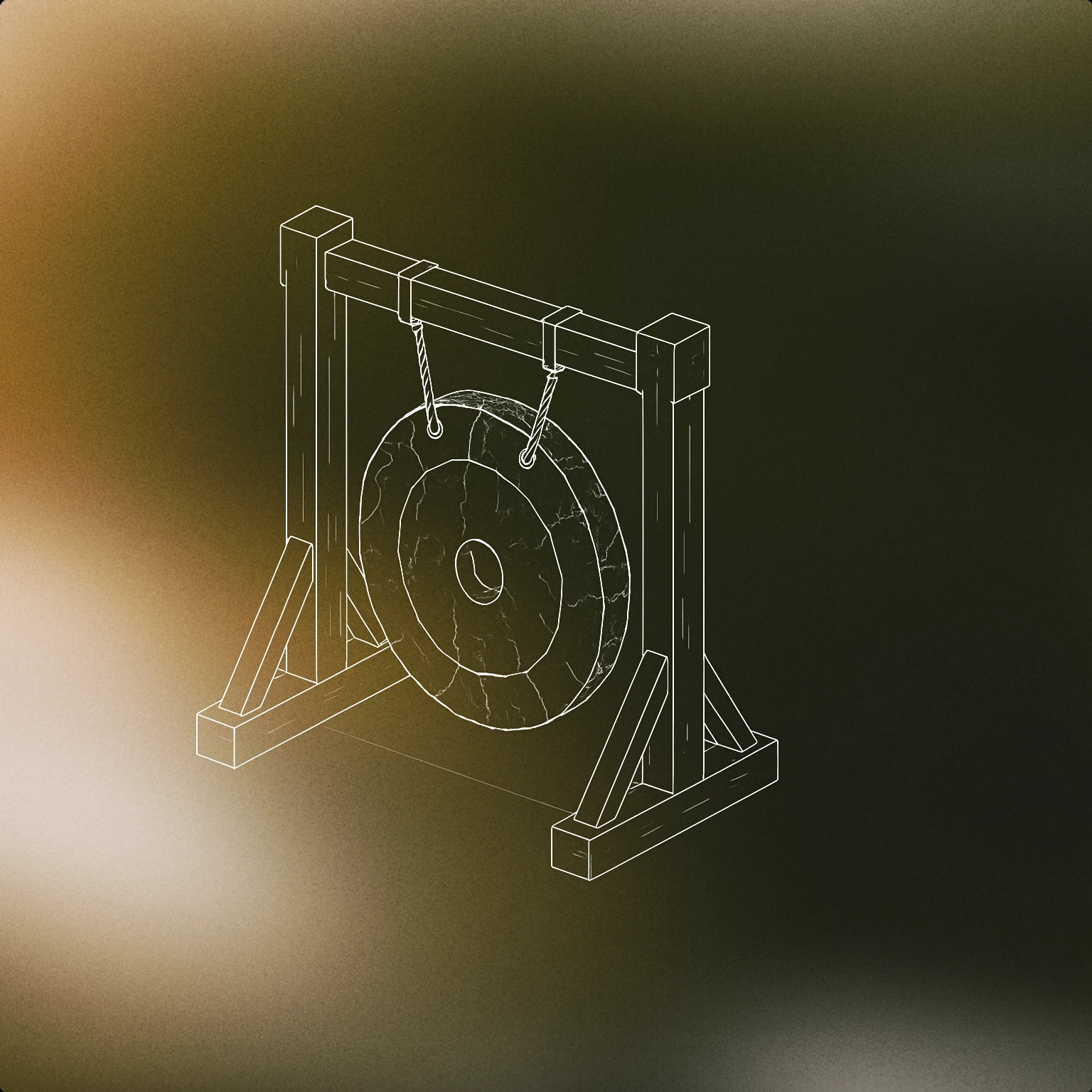 Cover of Stone gong suspended from a simple wooden frame for Ancient sound effects