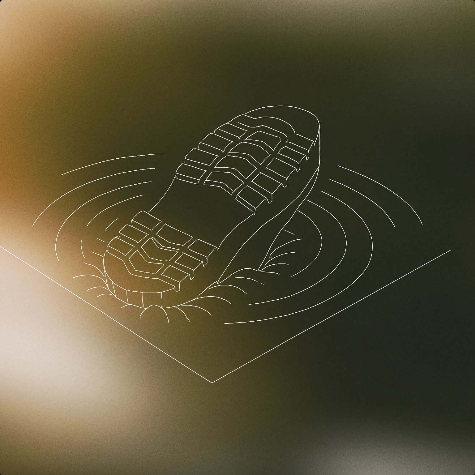 Cover of A single, massive boot print embedded in a flat surface, with subtle vibration lines radiating outward from the impact point for Giant Footsteps sound effects