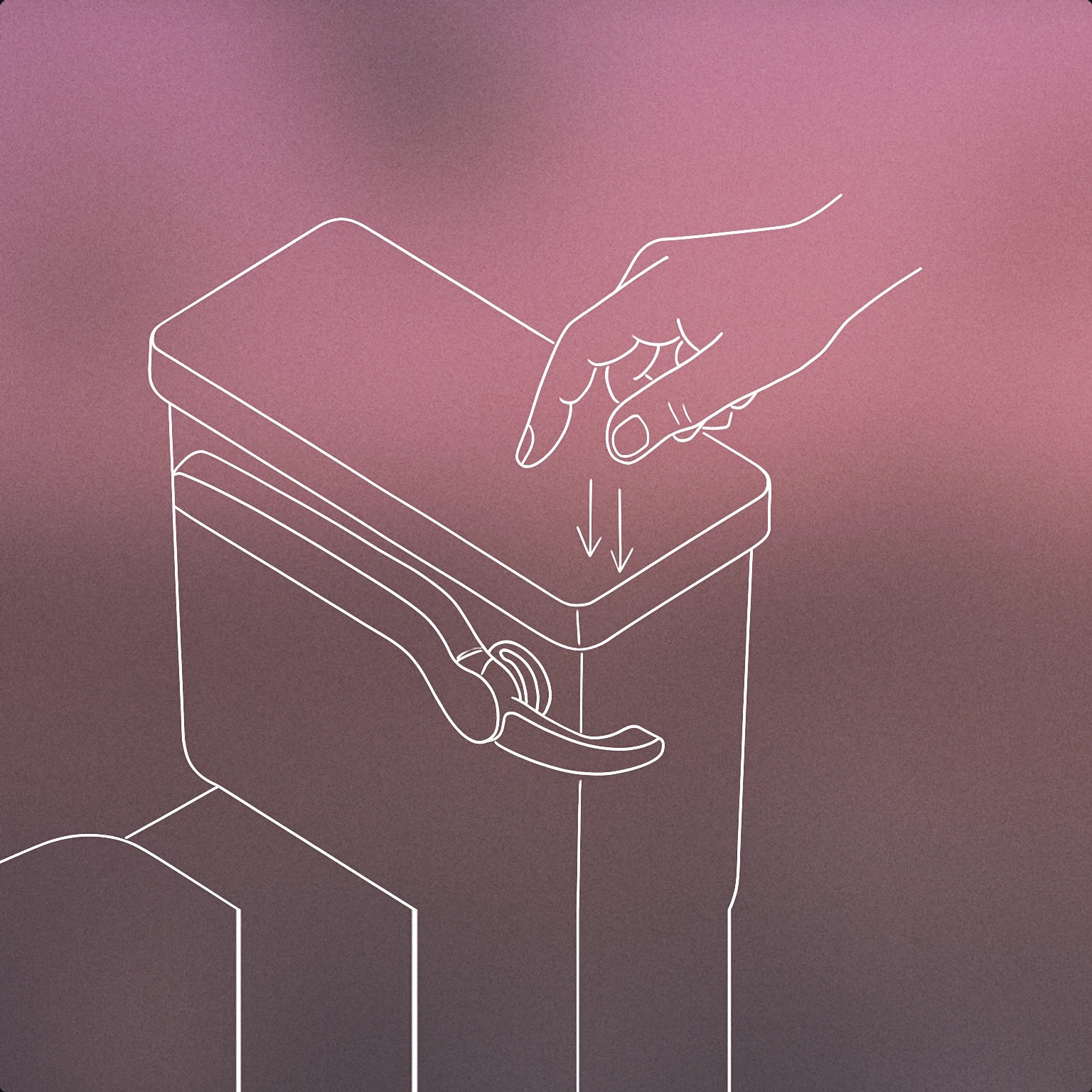 Cover of toilet handle being pressed down for Toilet Flush sound effects