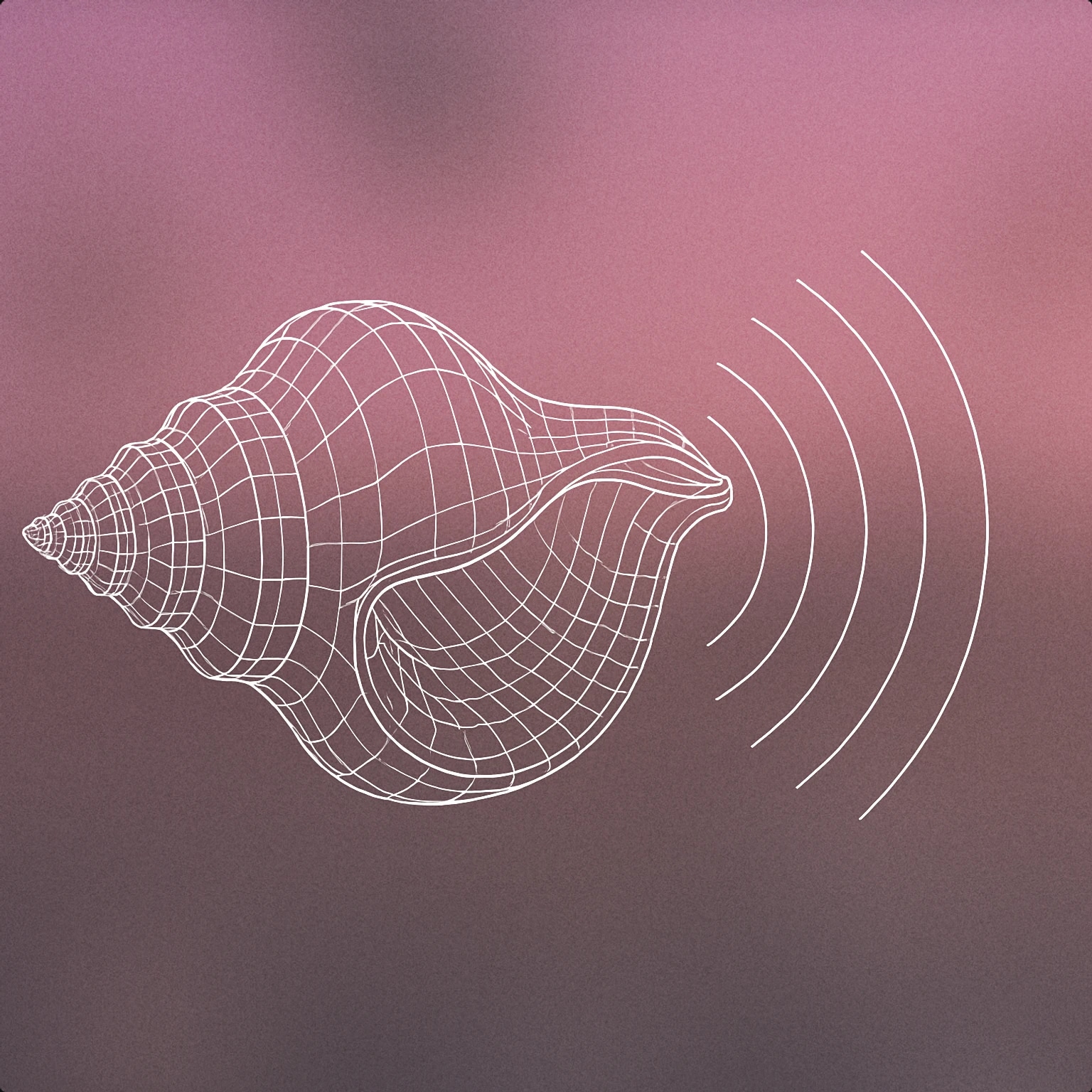 Cover of conch shell with stylized soundwave lines emanating from its opening for Ocean sound effects