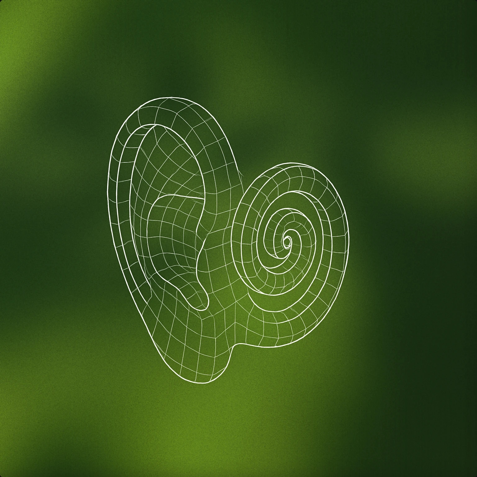 Cover of an ear with a spiral-shaped canal instead of a regular ear canal for Strange voice library