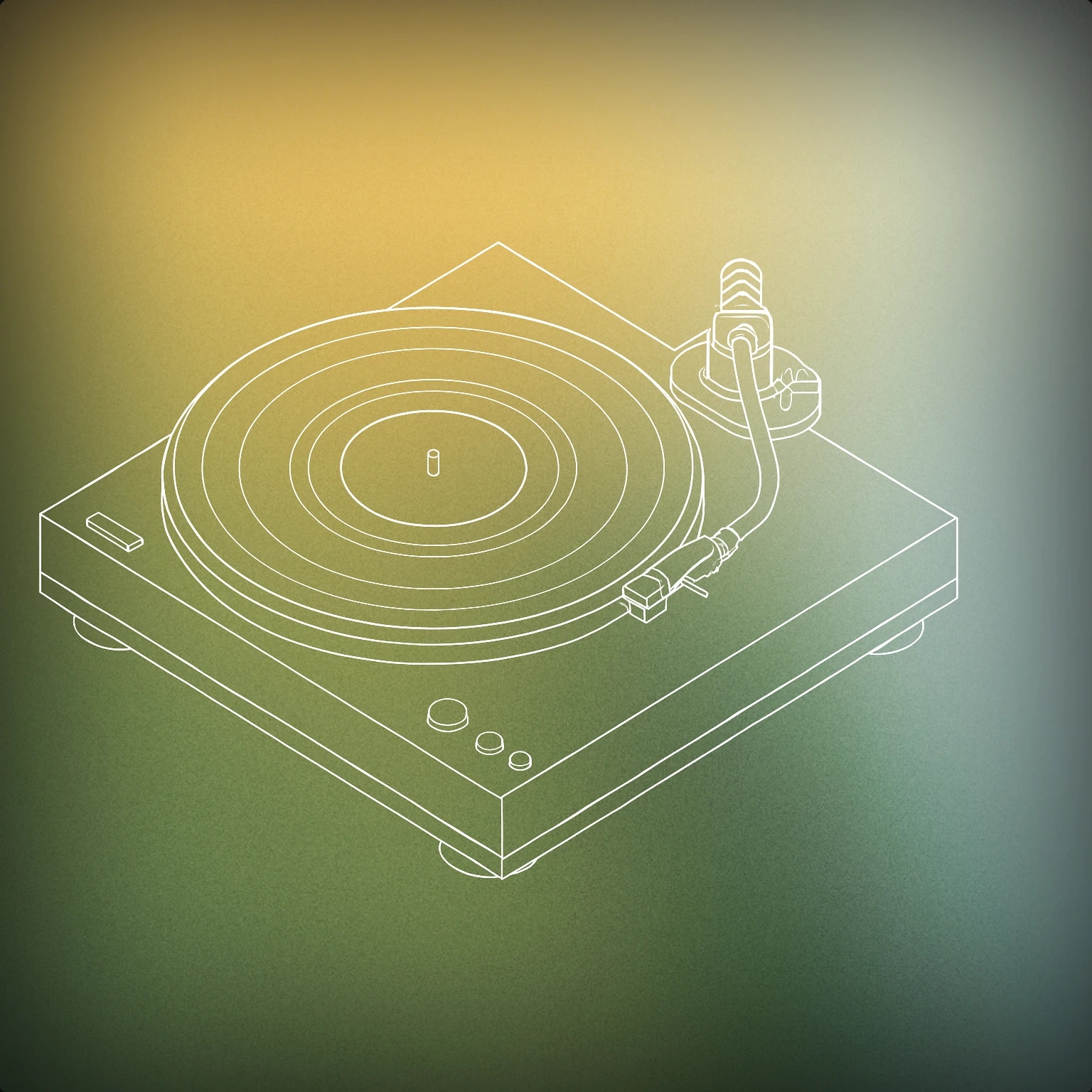 Cover of turntable with a raised stylus arm and a single vinyl record for Plane sound effects