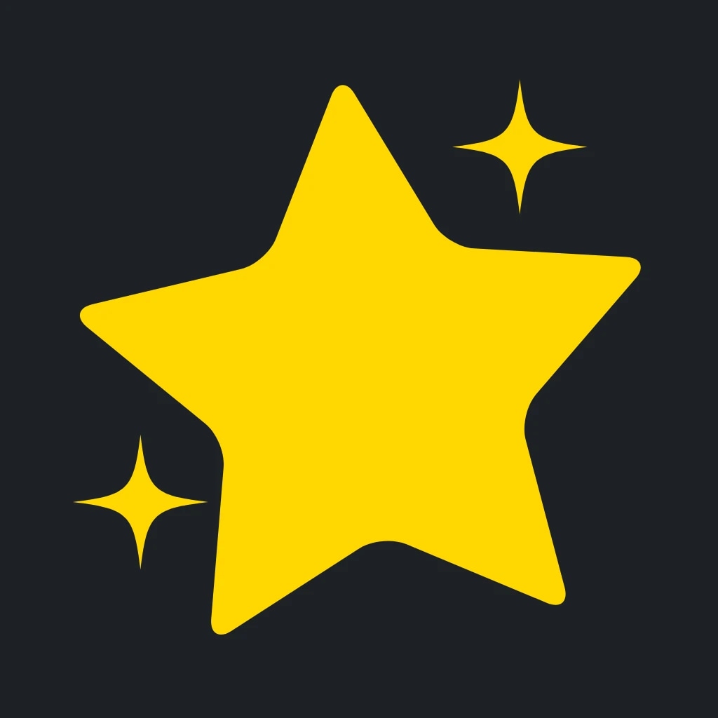 A large yellow star with two smaller yellow stars on a dark background.