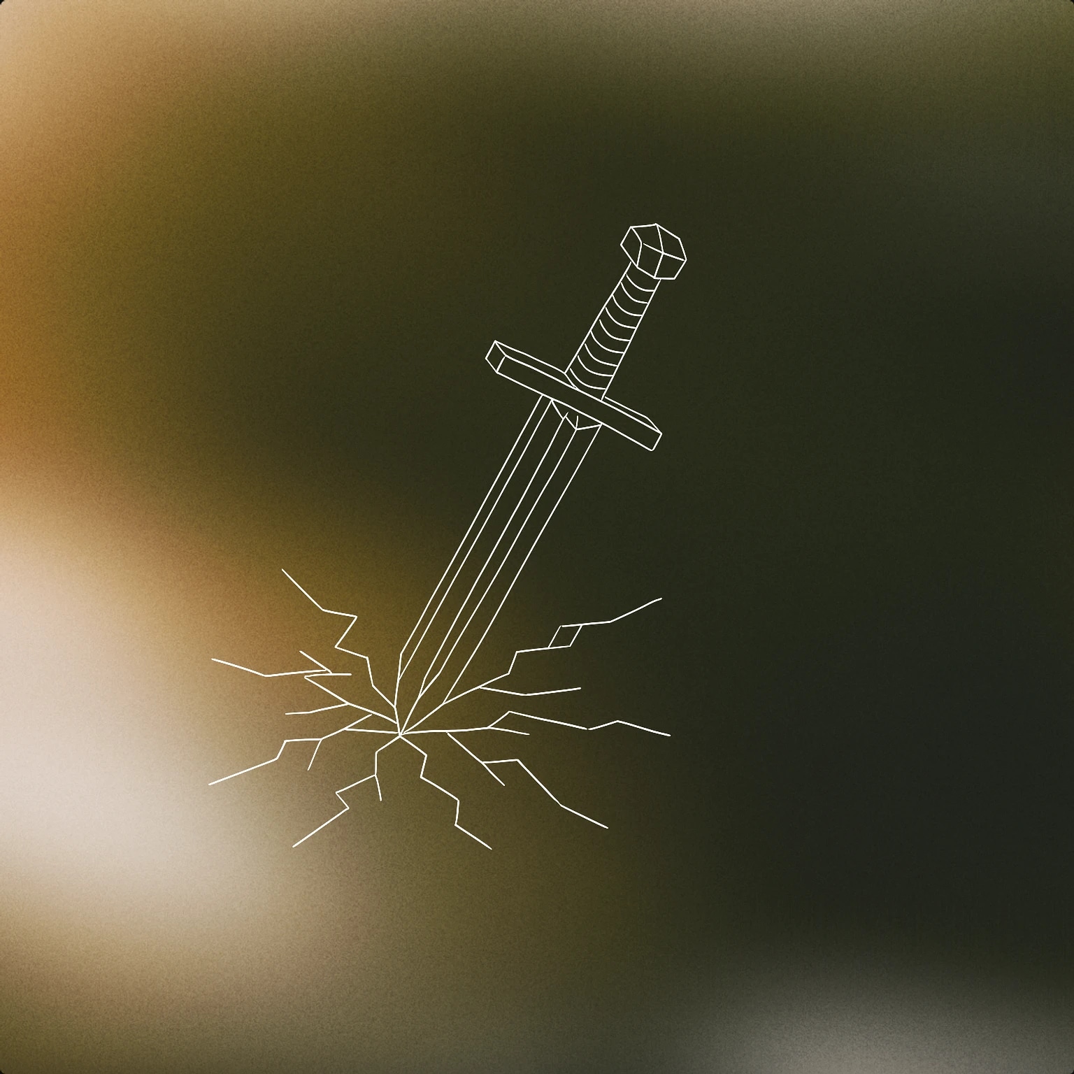 Cover of A stylized sword with a jagged crack radiating from where its tip strikes a flat stone surface for Sword Hit sound effects