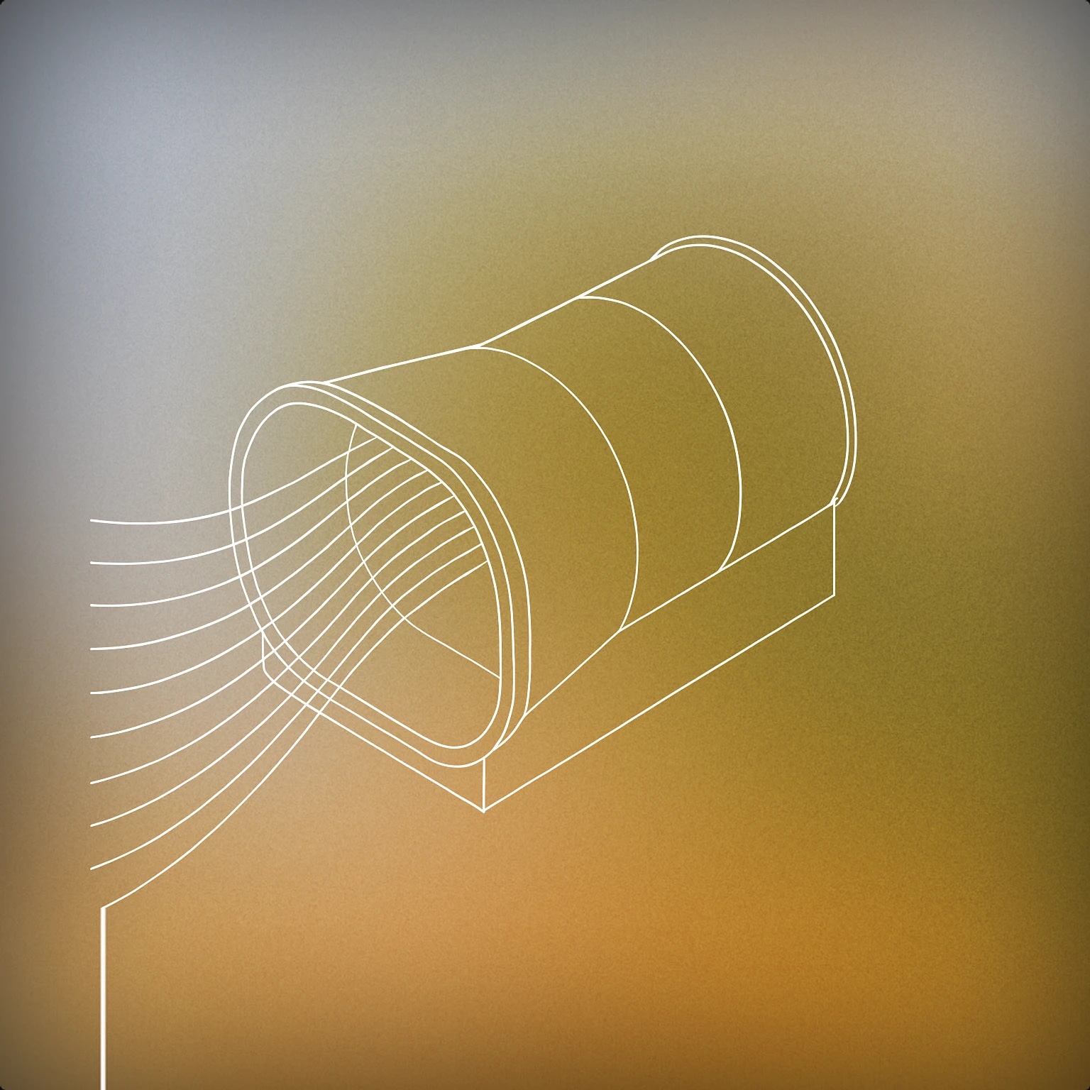 Cover of curved aerodynamic tunnel with flowing lines emanating from one end for Wind Whoosh sound effects