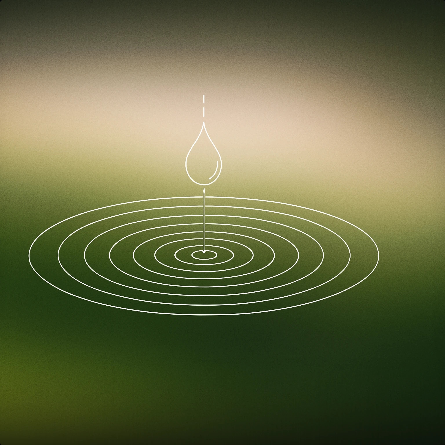 Cover of A single suspended droplet just above the surface of a still pool with ripples radiating outward from where it will fall for Water Drip sound effects