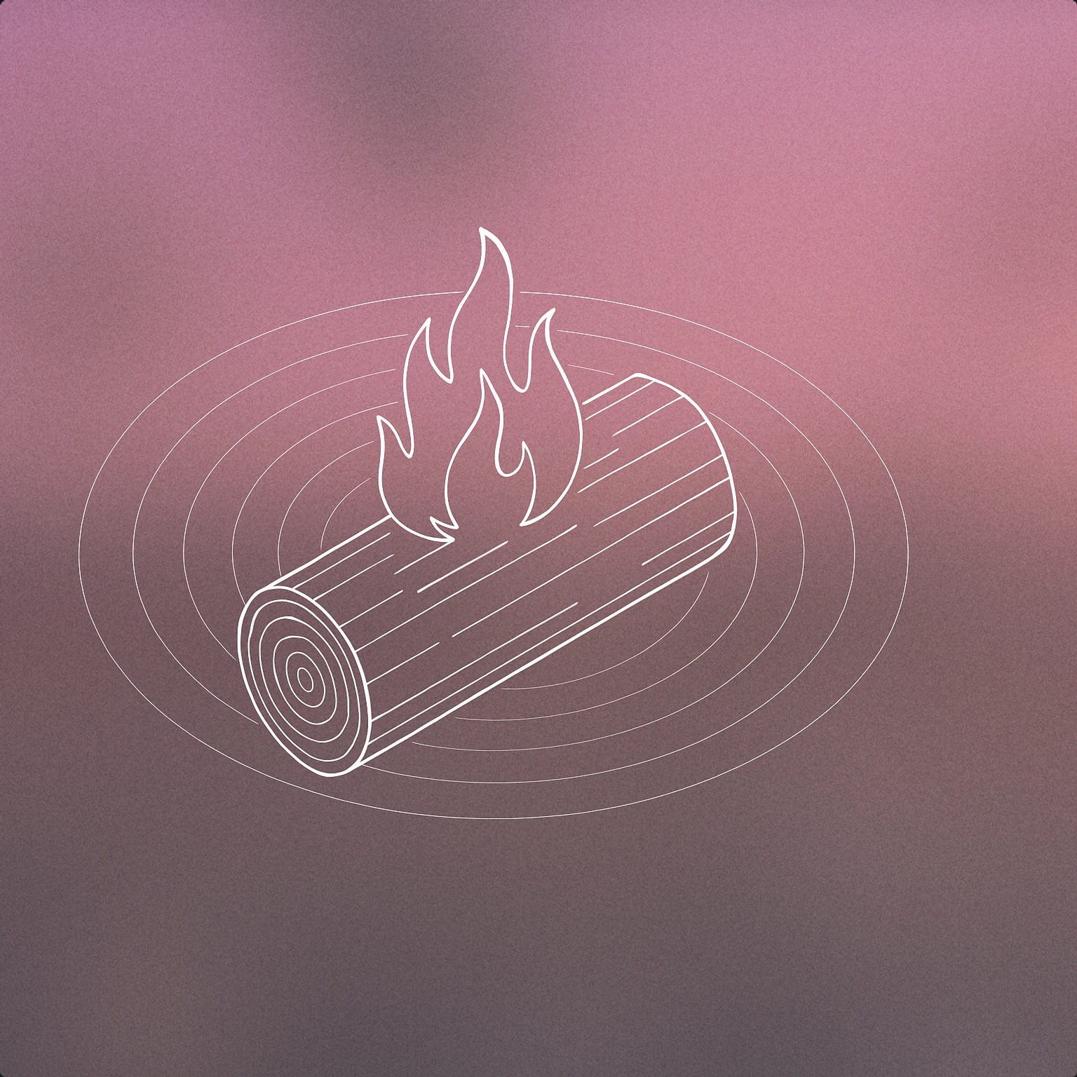 Cover of A simplified log with stylized flames rising from the center, and subtle concentric rings radiating outward to represent sound waves for Campfire sound effects