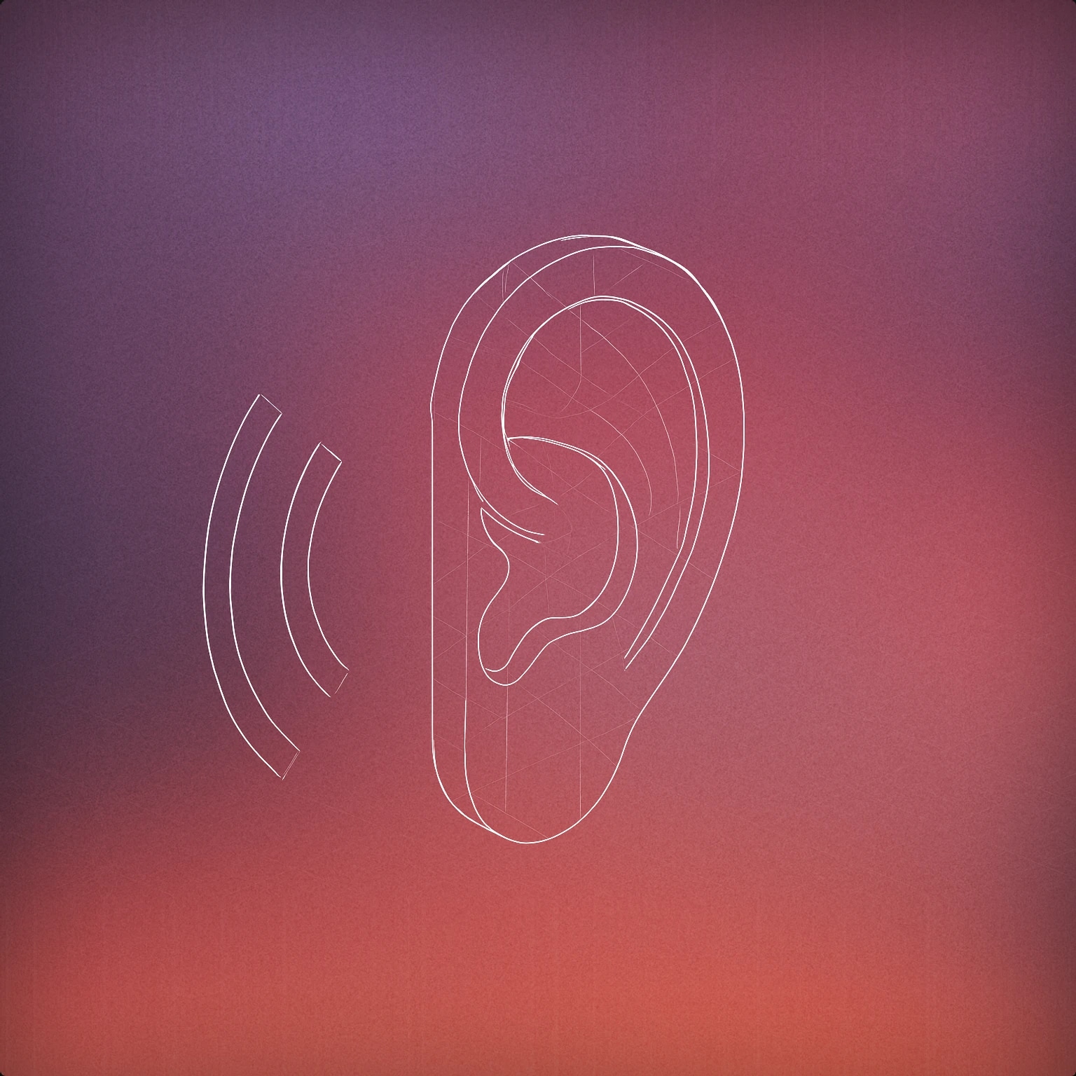 Cover of A single, oversized ear with subtle soundwave lines emanating from it for Crowded Room sound effects