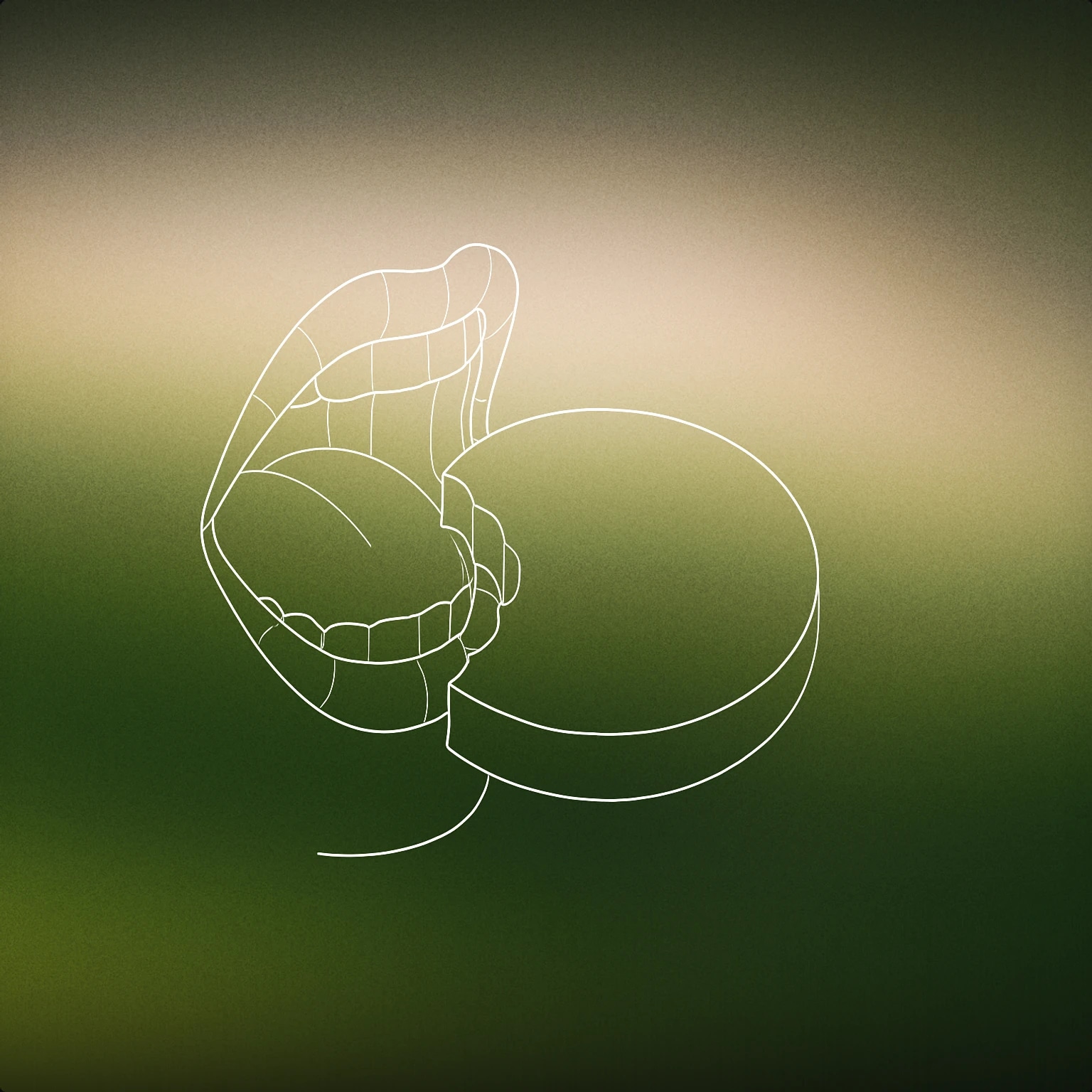 Cover of a stylized open mouth with a single, exaggerated bite mark taken out of a round object (like a cookie or disc) held close to the mouth for Nom Nom Nom sound effects