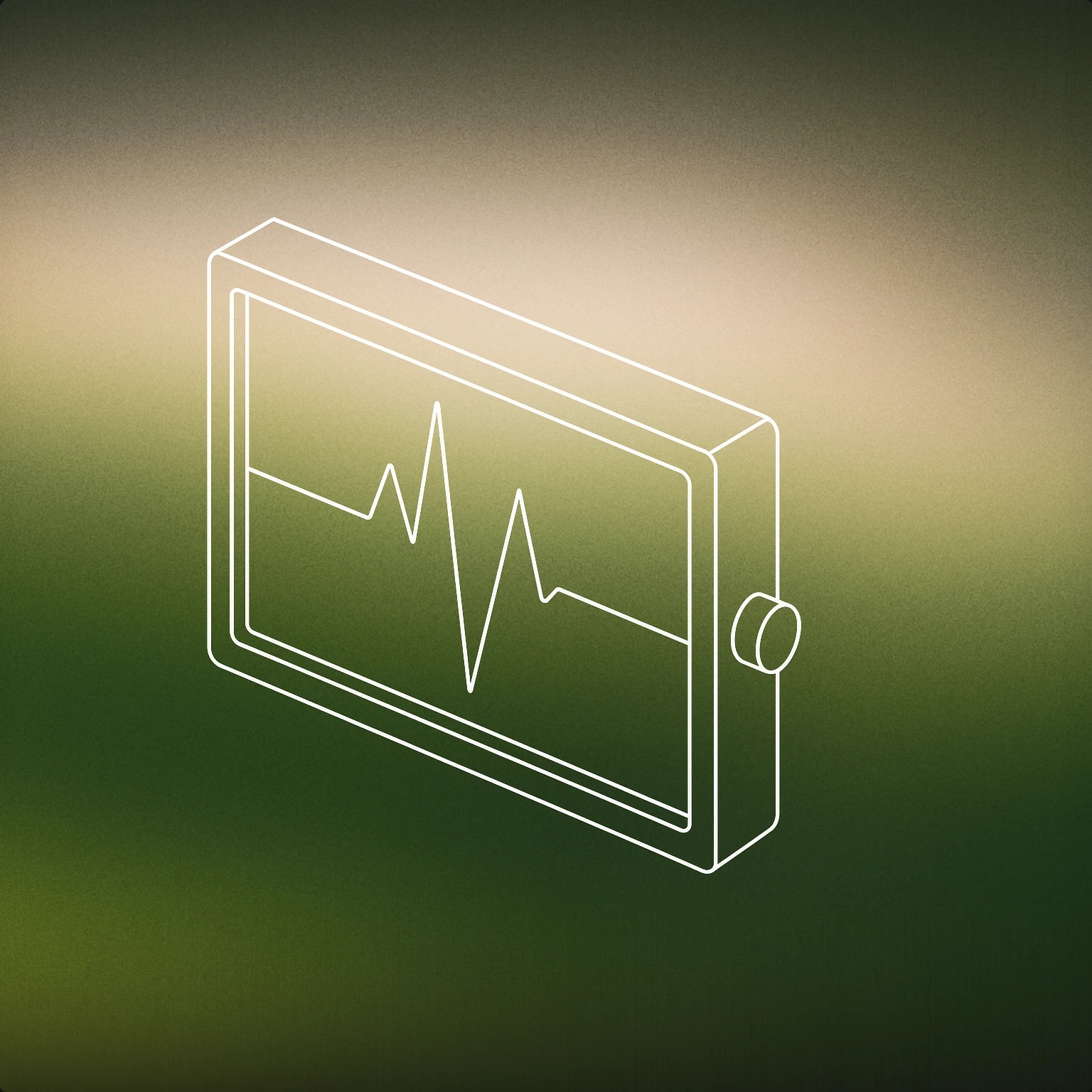 Cover of A digital heart monitor display showing a single, stylized heartbeat waveform line across a rectangular screen with a minimal frame and a small circular button on the side for Heart Monitor sound effects