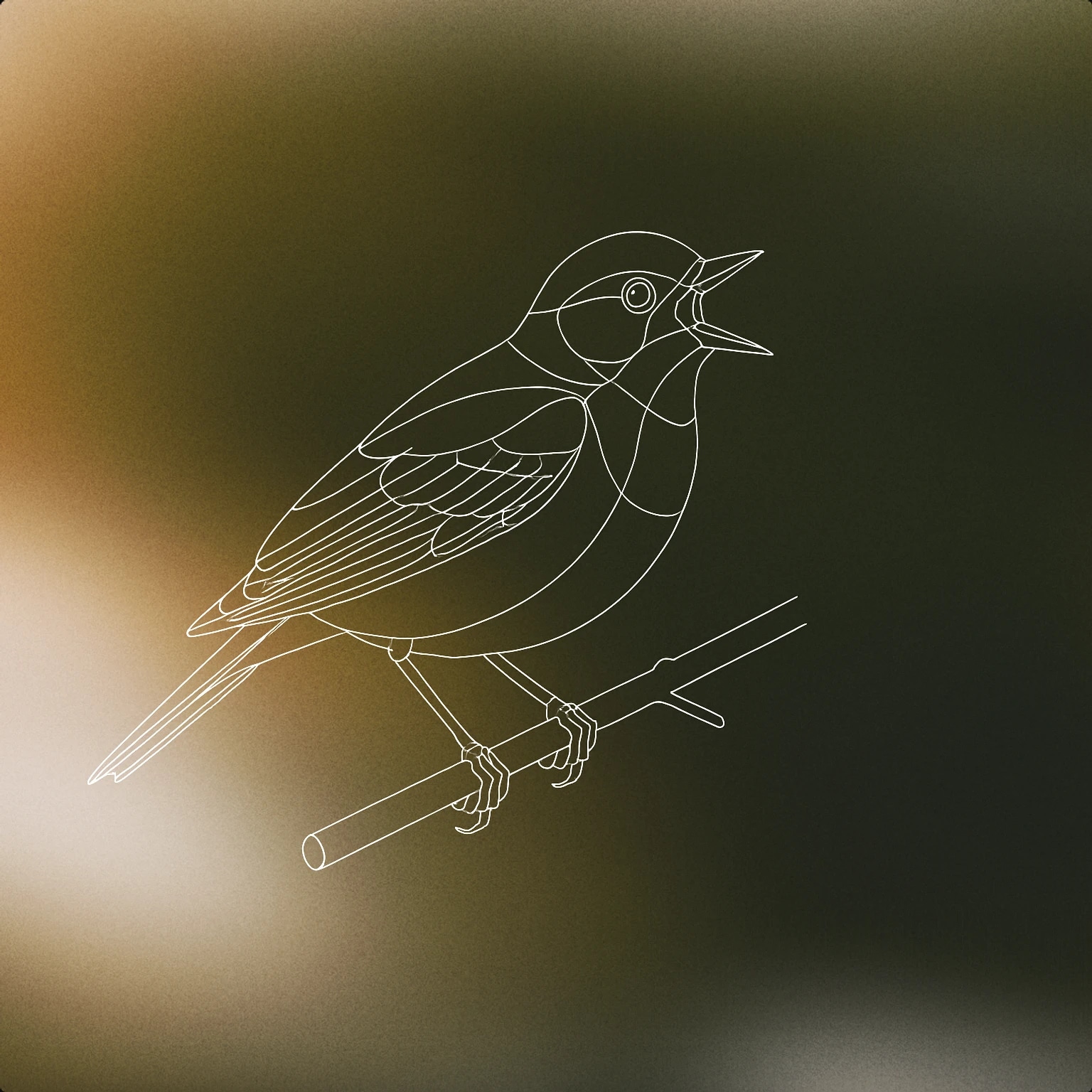 Cover of A perched songbird with an open beak on a simple branch for Birdsong sound effects