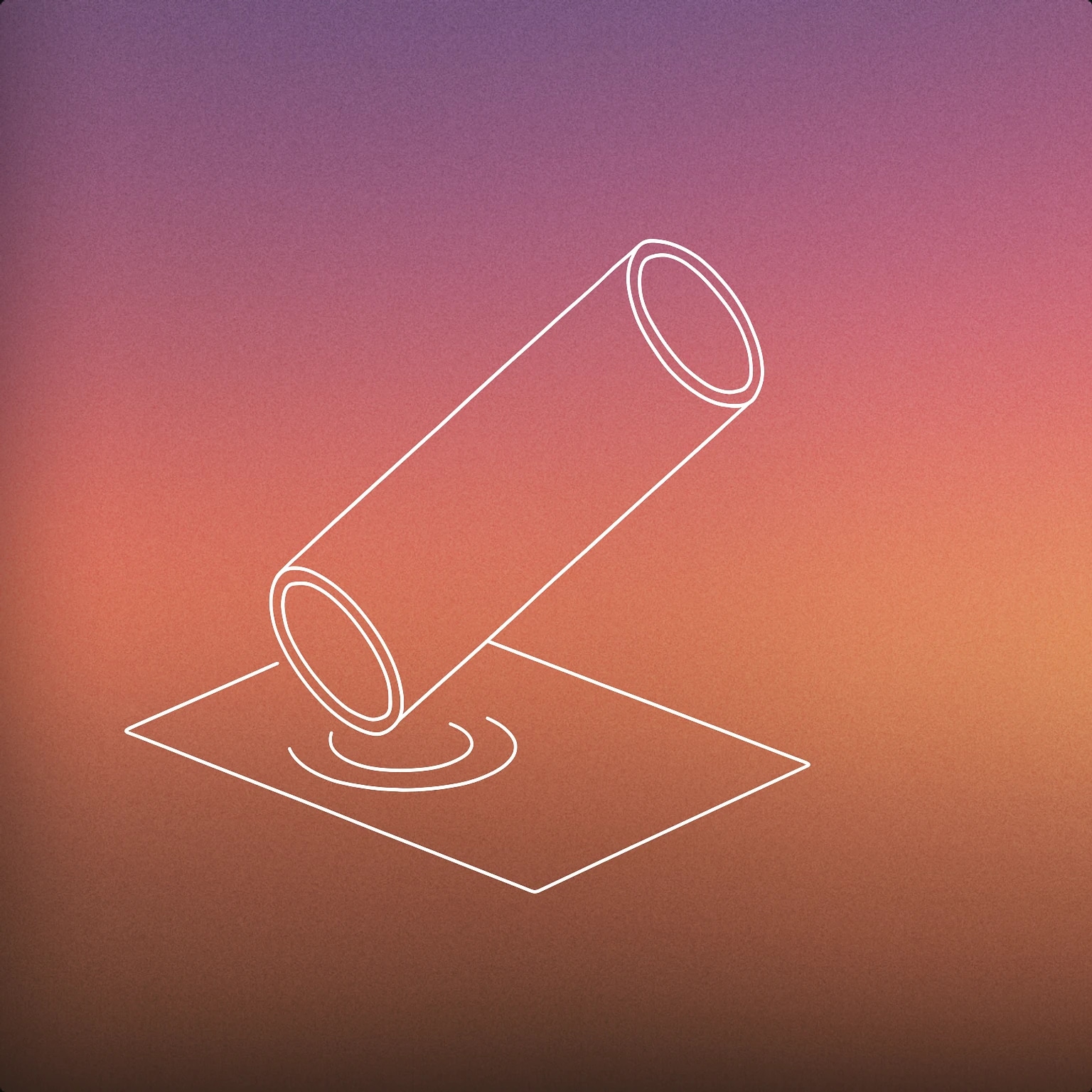 Cover of A single, large, hollow pipe suspended at an angle above a flat surface, with a subtle motion blur or impact ripple beneath it to suggest recent or imminent falling. for Pipe Falling sound effects