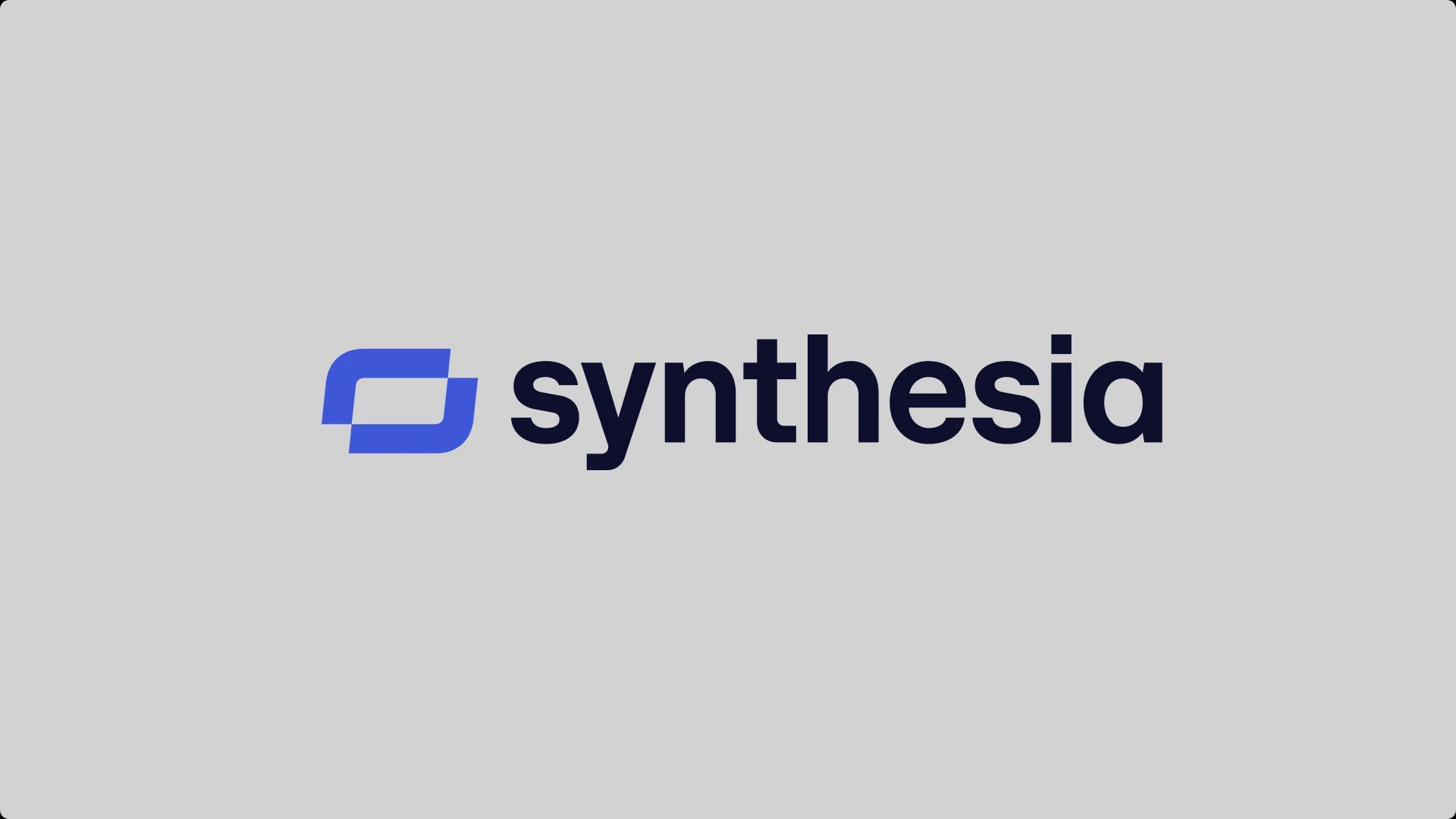 Synthesia logo on a gray background.
