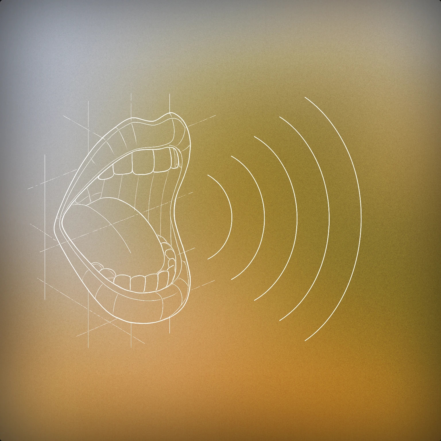 Cover of open human mouth with stylized vocal lines emanating outward for Ahh Ahh Ahh sound effects