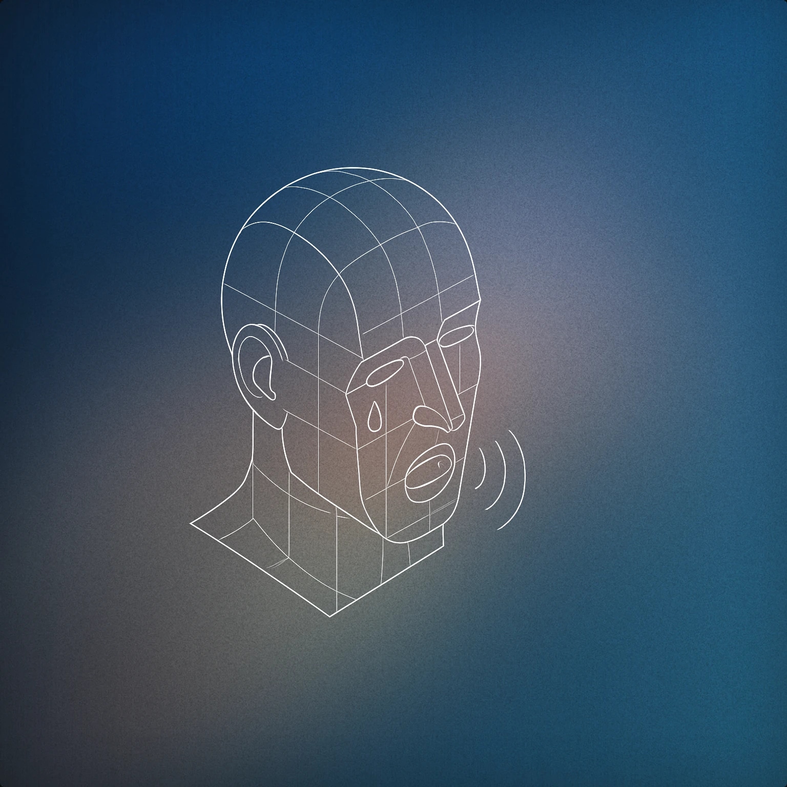 Cover of A single stylized human head with a visible teardrop and an open mouth emitting a subtle soundwave for Guy Crying sound effects
