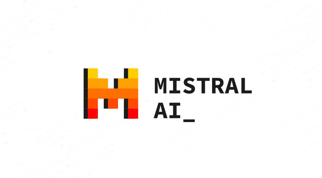 Pixelated orange and yellow cat face logo with the text "MISTRAL AI_" next to it.