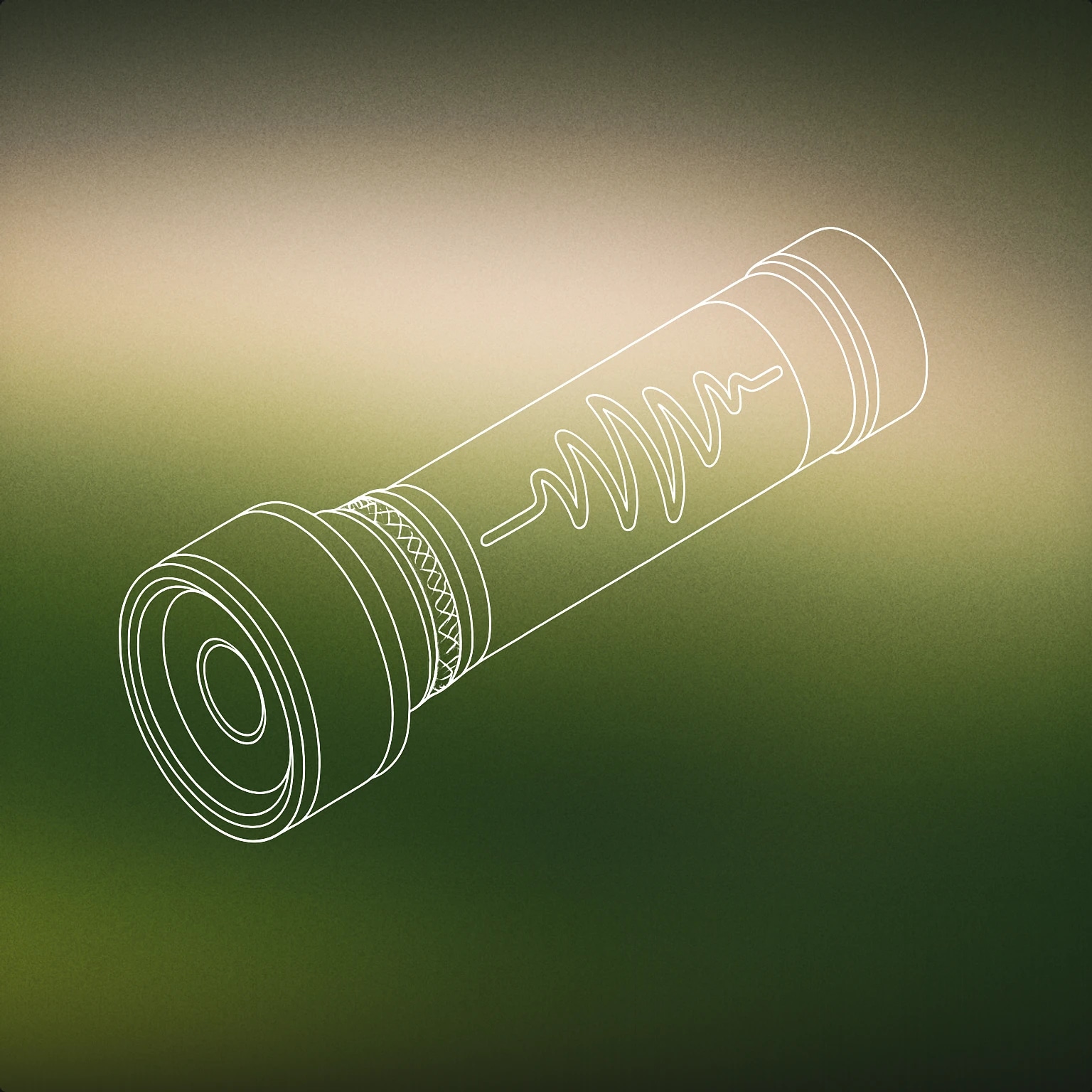 Cover of A handheld torch with a stylized soundwave pattern etched along its cylindrical body, the wave wrapping around the torch as a subtle relief detail for Torch sound effects