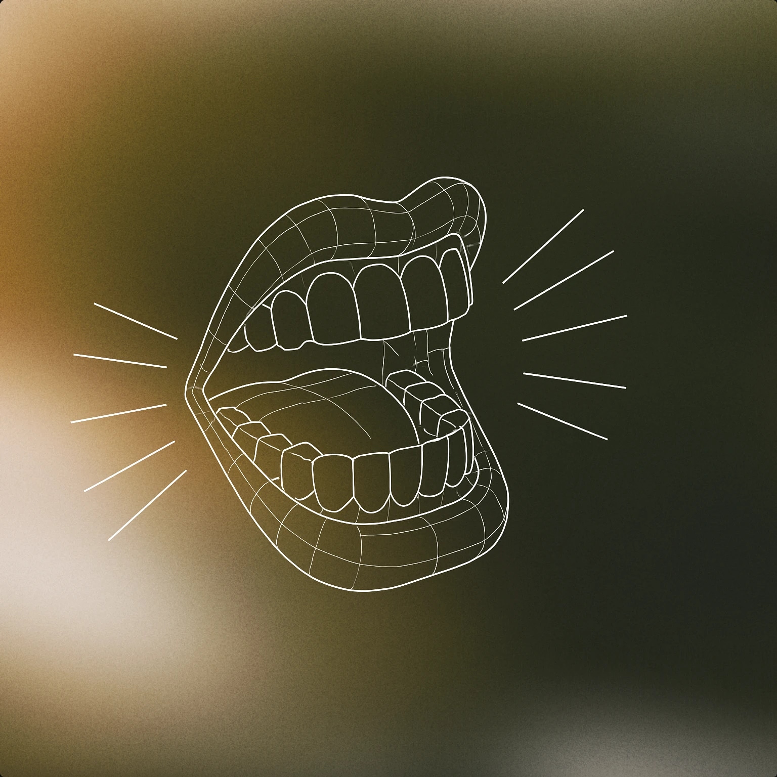 Cover of A stylized open mouth with clenched teeth and visible vibration lines emanating from it for Grunt sound effects