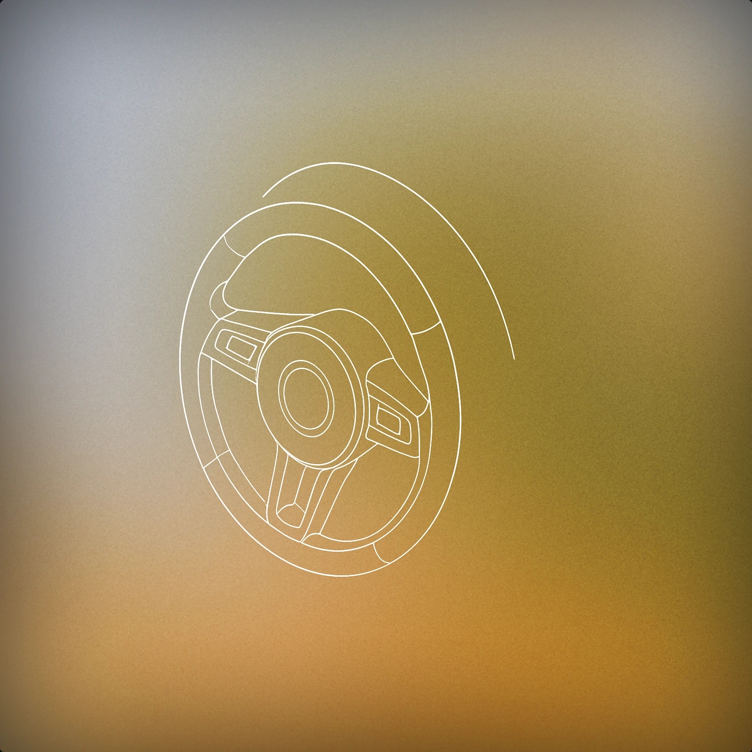 Cover of steering wheel with a subtle motion arc above it for Car Driving sound effects