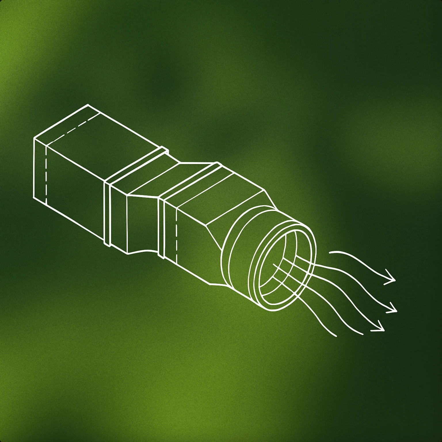 Cover of ventilation duct with stylized airflow lines for HVAC sound effects