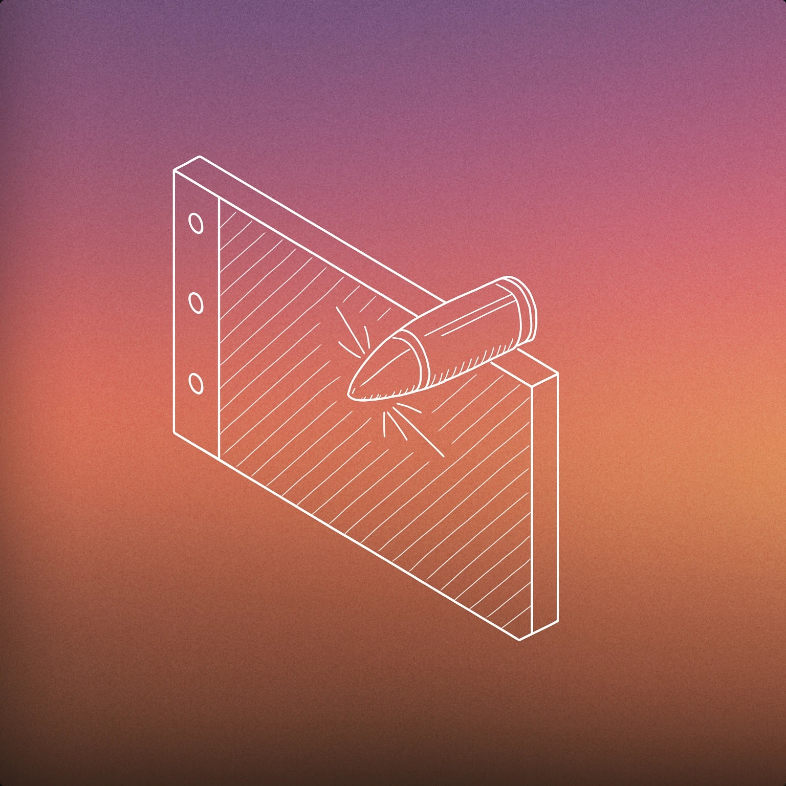 Cover of angled metallic wall with a single bullet embedded at an angle and a visible impact mark for Bullet Ricochet sound effects