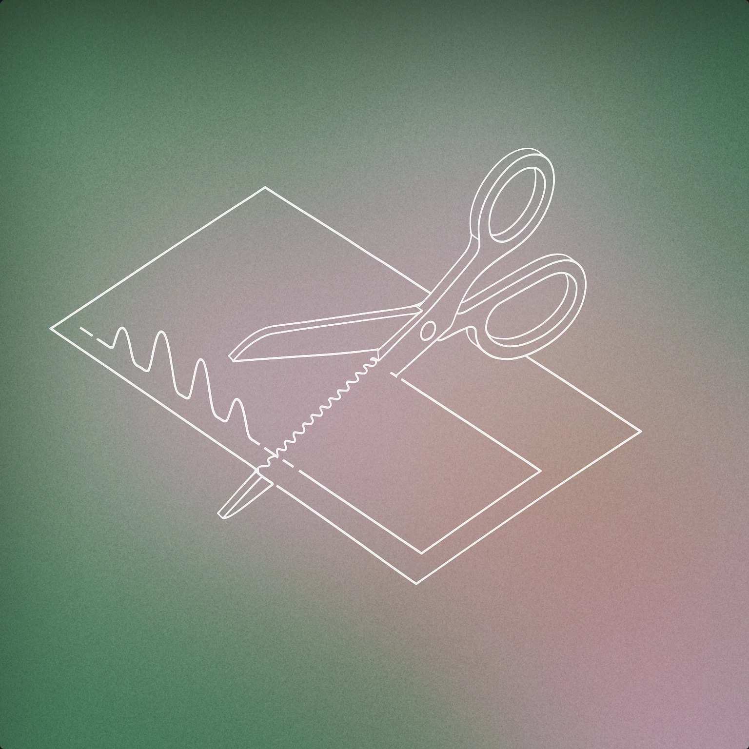 Cover of A stylized pair of scissors cutting through a sheet of paper, with a subtle waveform pattern embedded along the cut edge of the paper for Paper Cutting sound effects