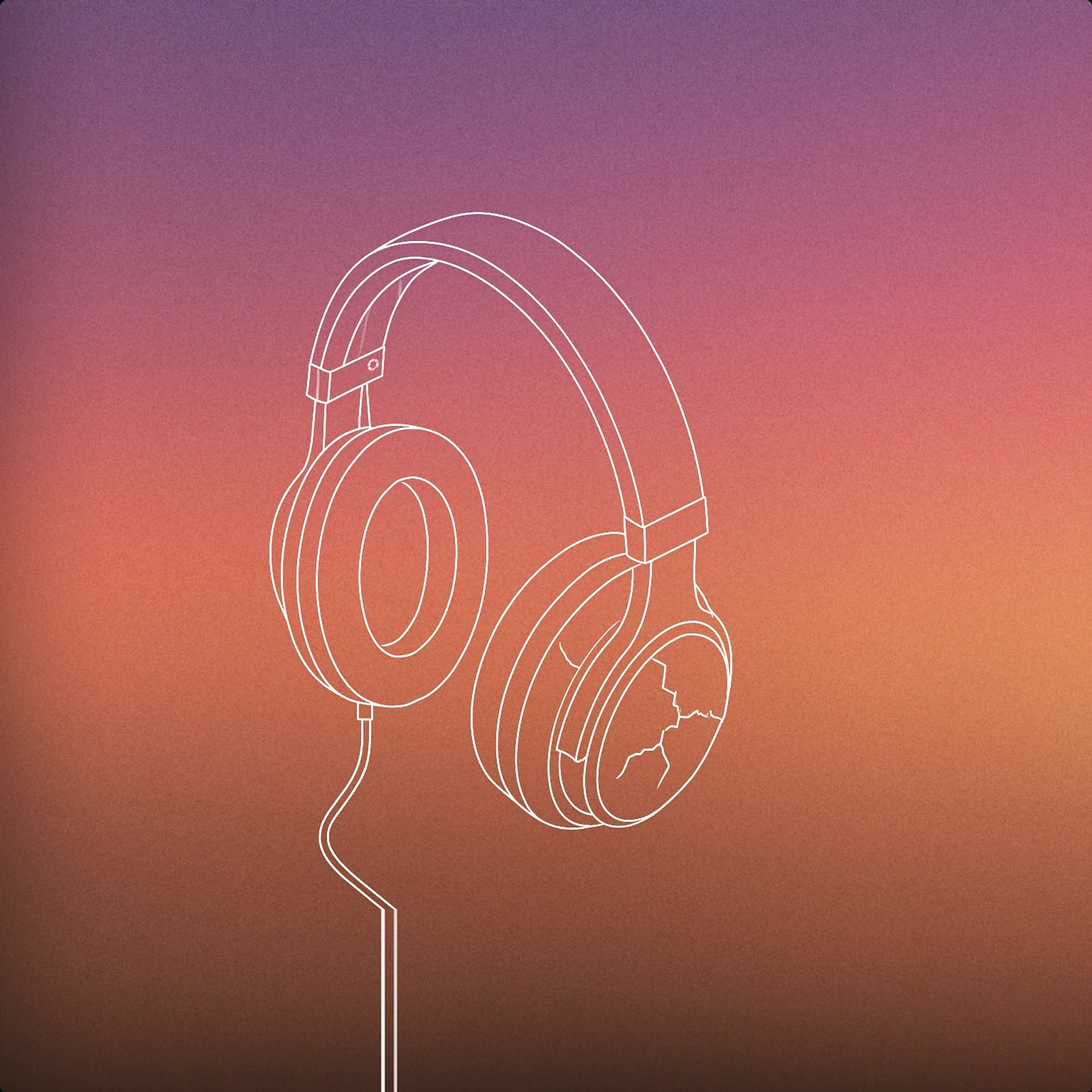 Cover of a pair of over-ear headphones with a visible, jagged crack running through one earcup for Crunch sound effects