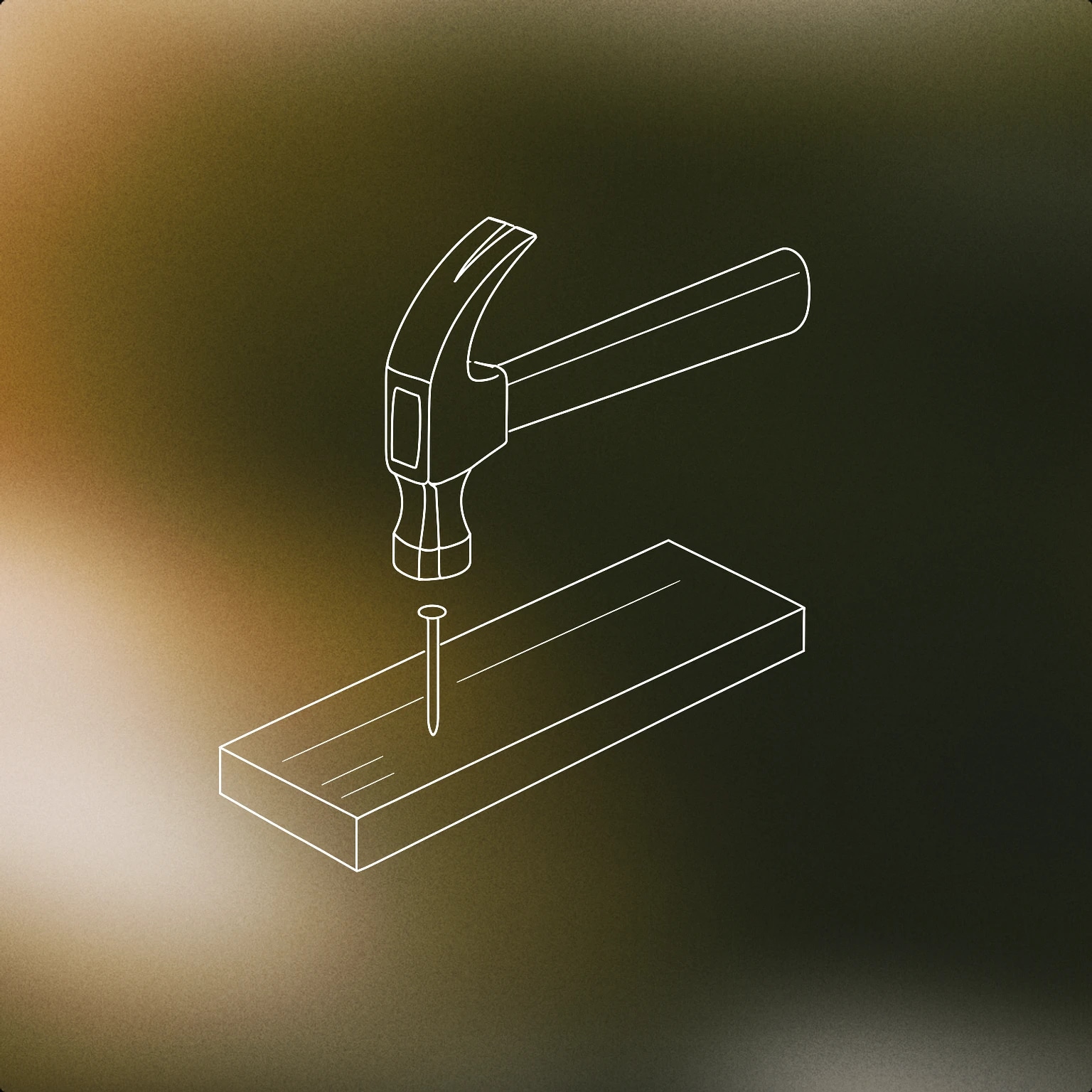 Cover of A single upright nail partially embedded in a flat wooden plank, with a hammer poised just above it, ready to strike for Hammering sound effects