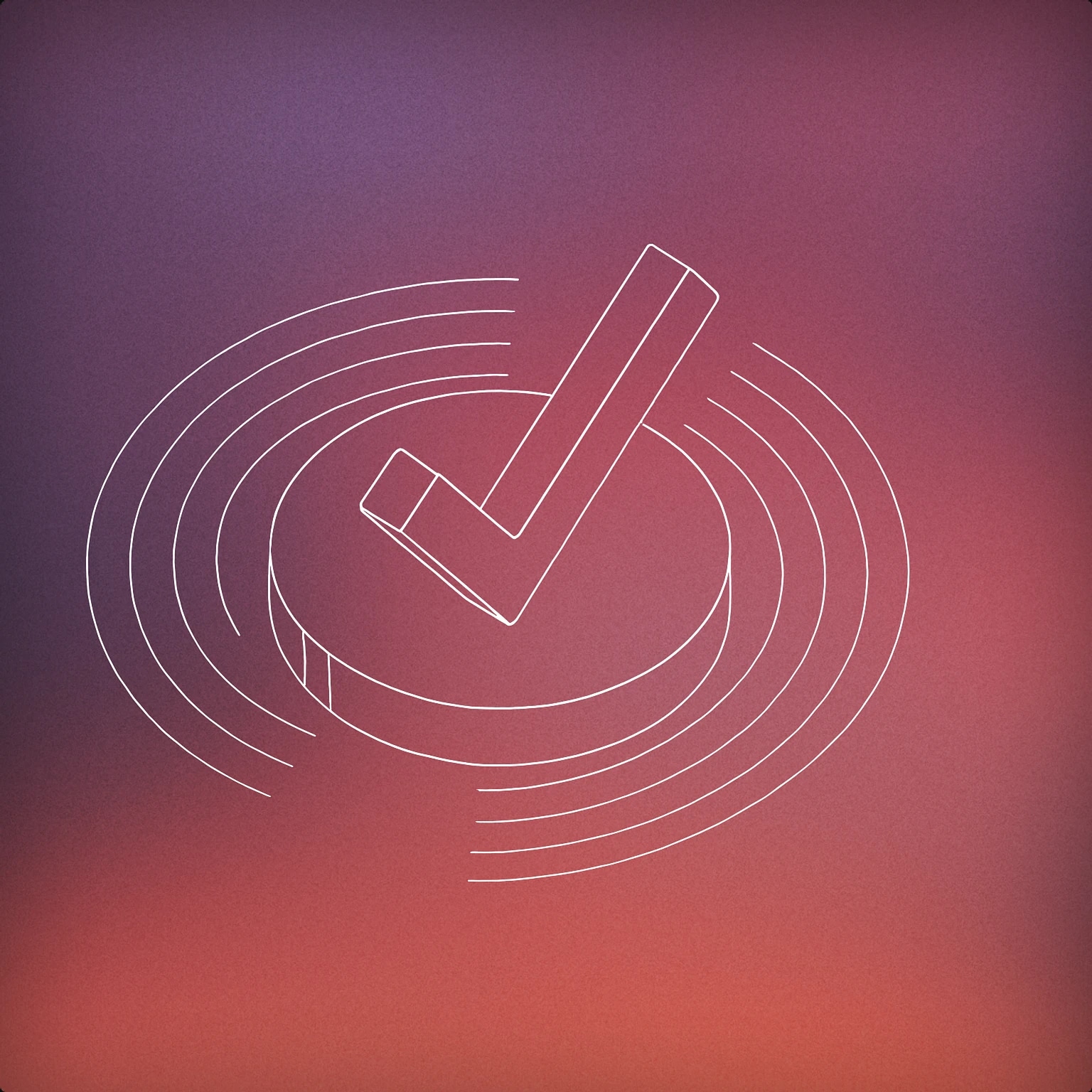 Cover of a large, simple check mark embedded in a flat circular button with subtle sound wave lines radiating from the button for Check sound effects