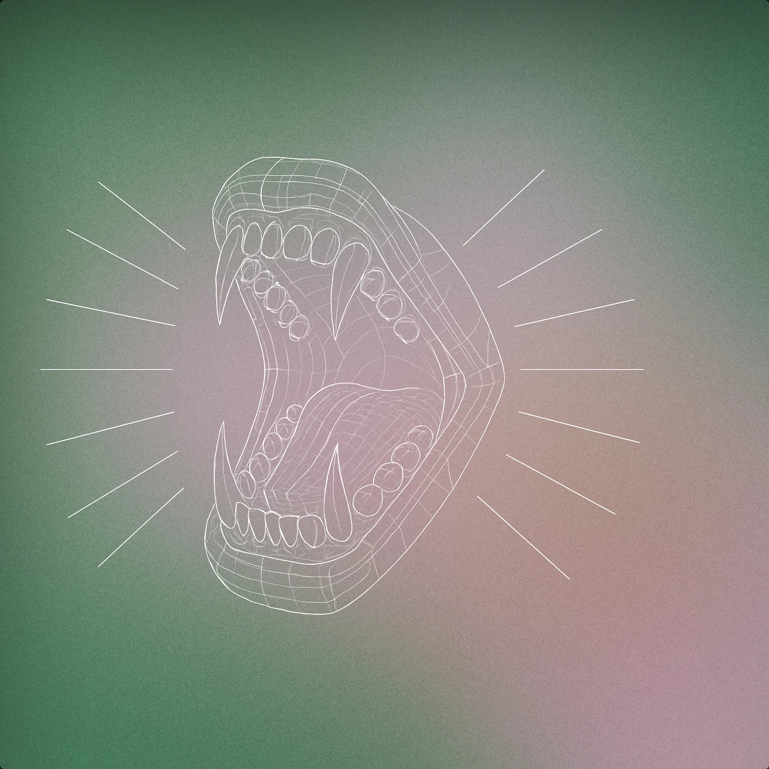 Cover of Open monster mouth with exaggerated fangs and sound lines radiating outward for Monster Scream sound effects