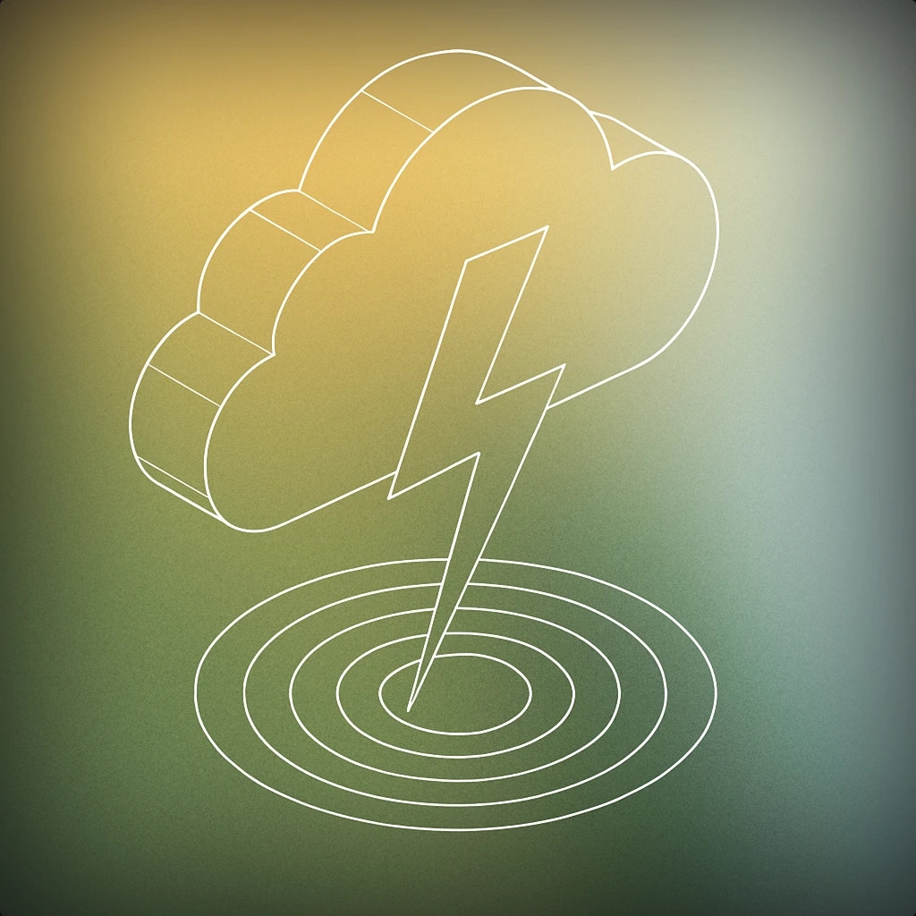 Cover of A stylized cloud with a single, bold lightning bolt emerging from it, with subtle concentric rings radiating outward to suggest the propagation of sound waves from the thunder for Storm sound effects