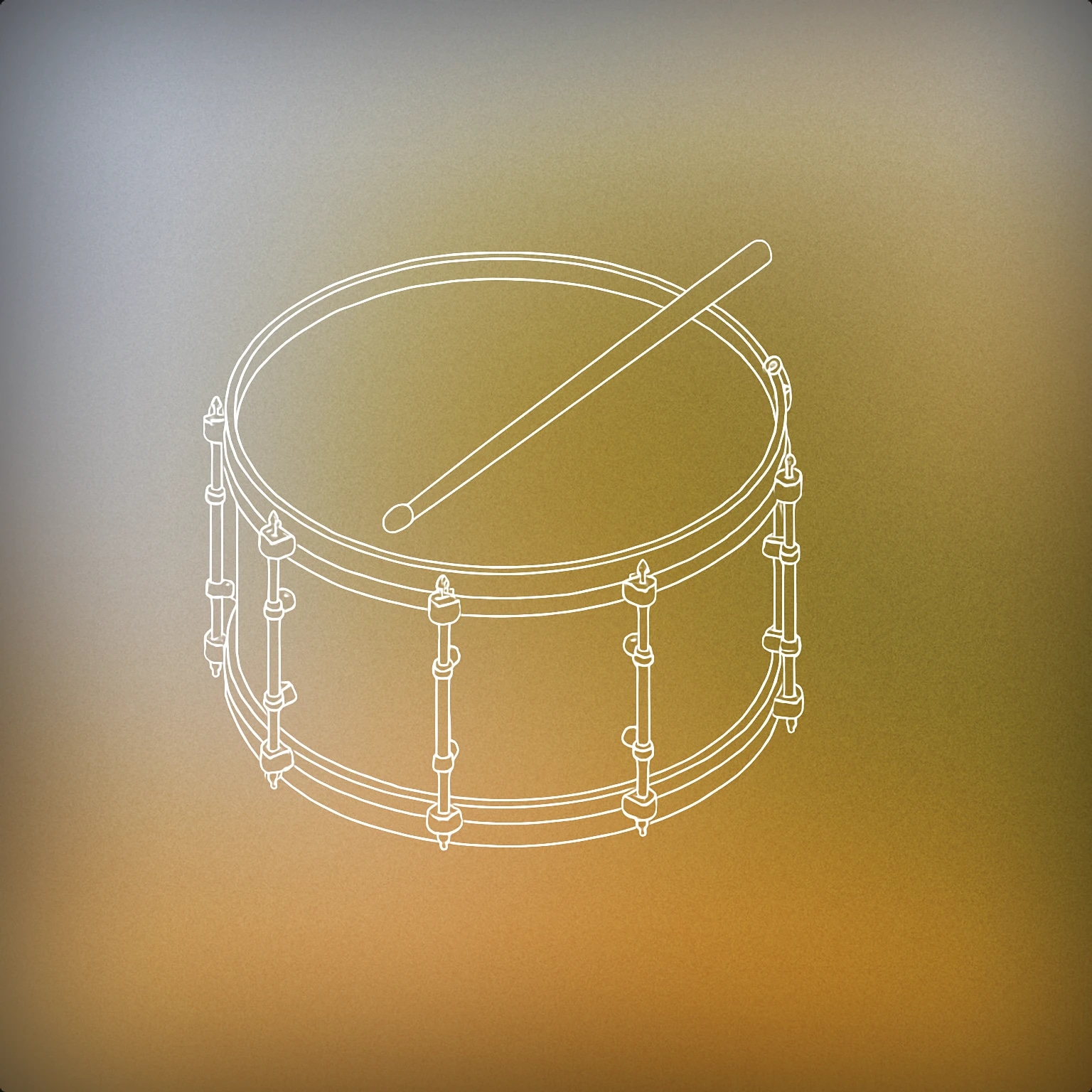 Cover of snare drum with a single drumstick resting diagonally across its surface for Drum sound effects