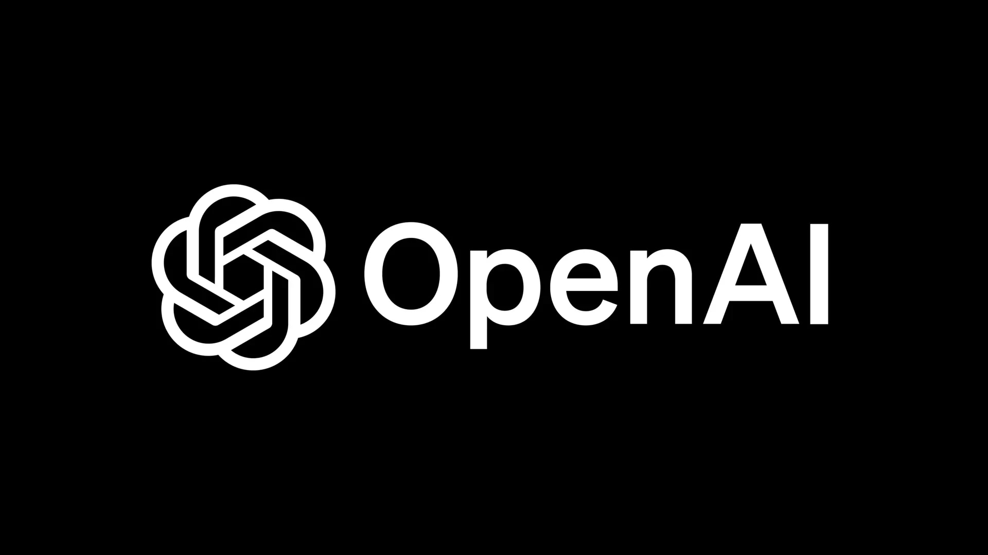 OpenAI logo with a black background and white text.