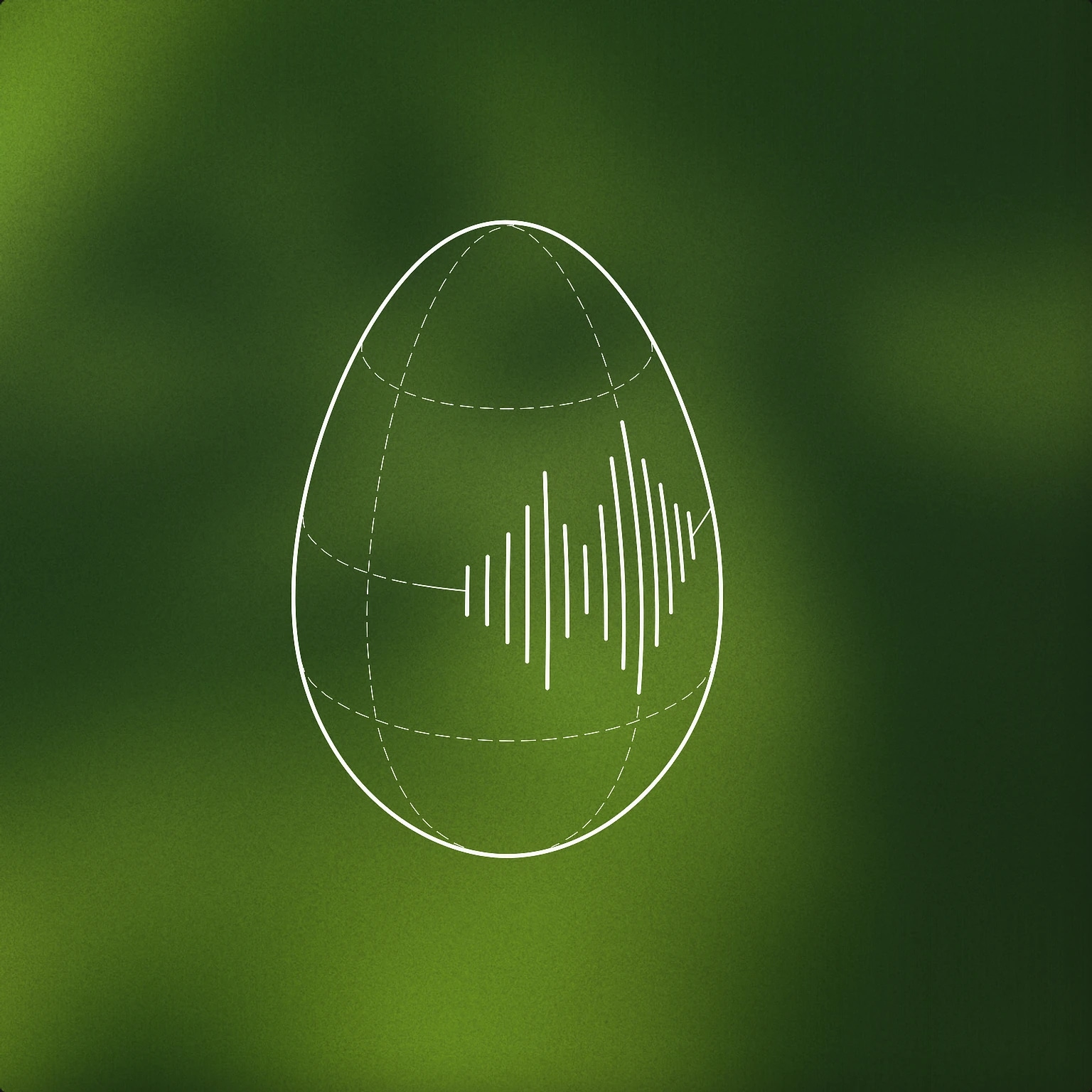 Cover of A stylized chicken egg with a subtle soundwave pattern etched onto its surface for Chicken sound effects