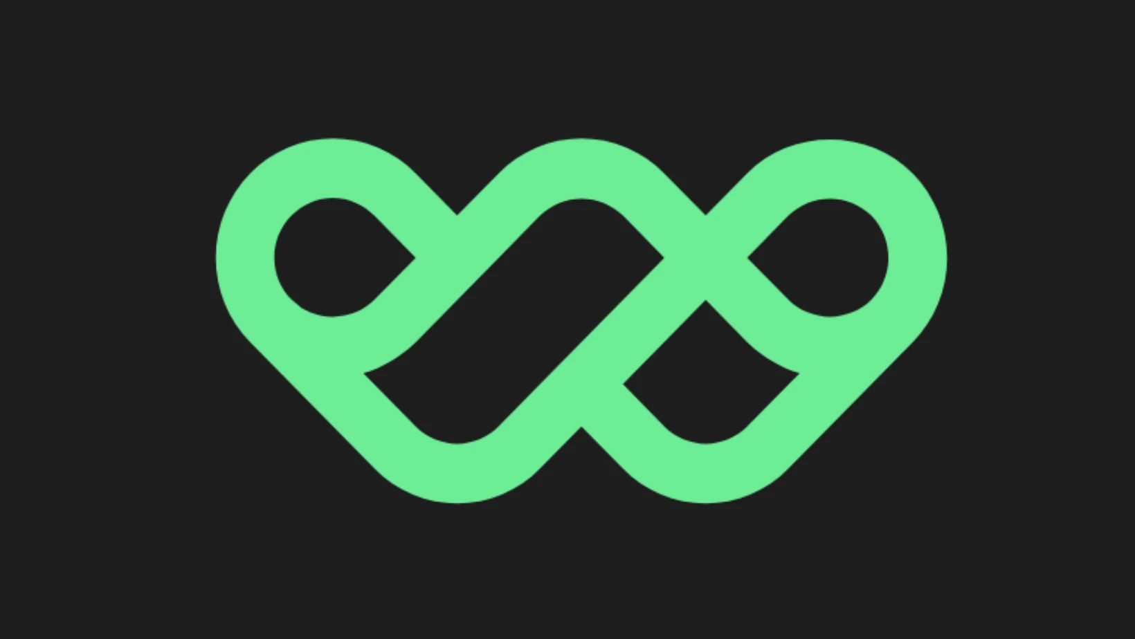 A stylized, interconnected green infinity symbol on a black background.