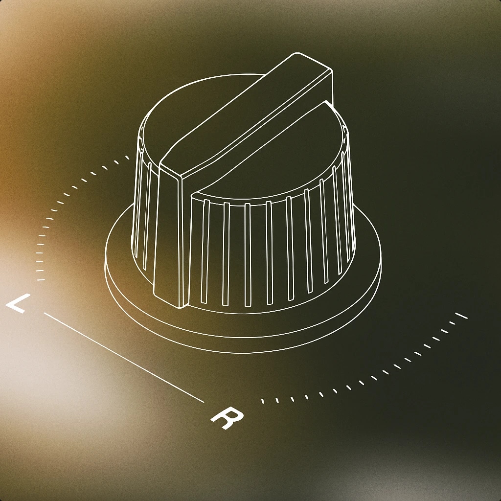 Cover of A simple stereo audio mixer knob with left and right markers for Pan sound effects