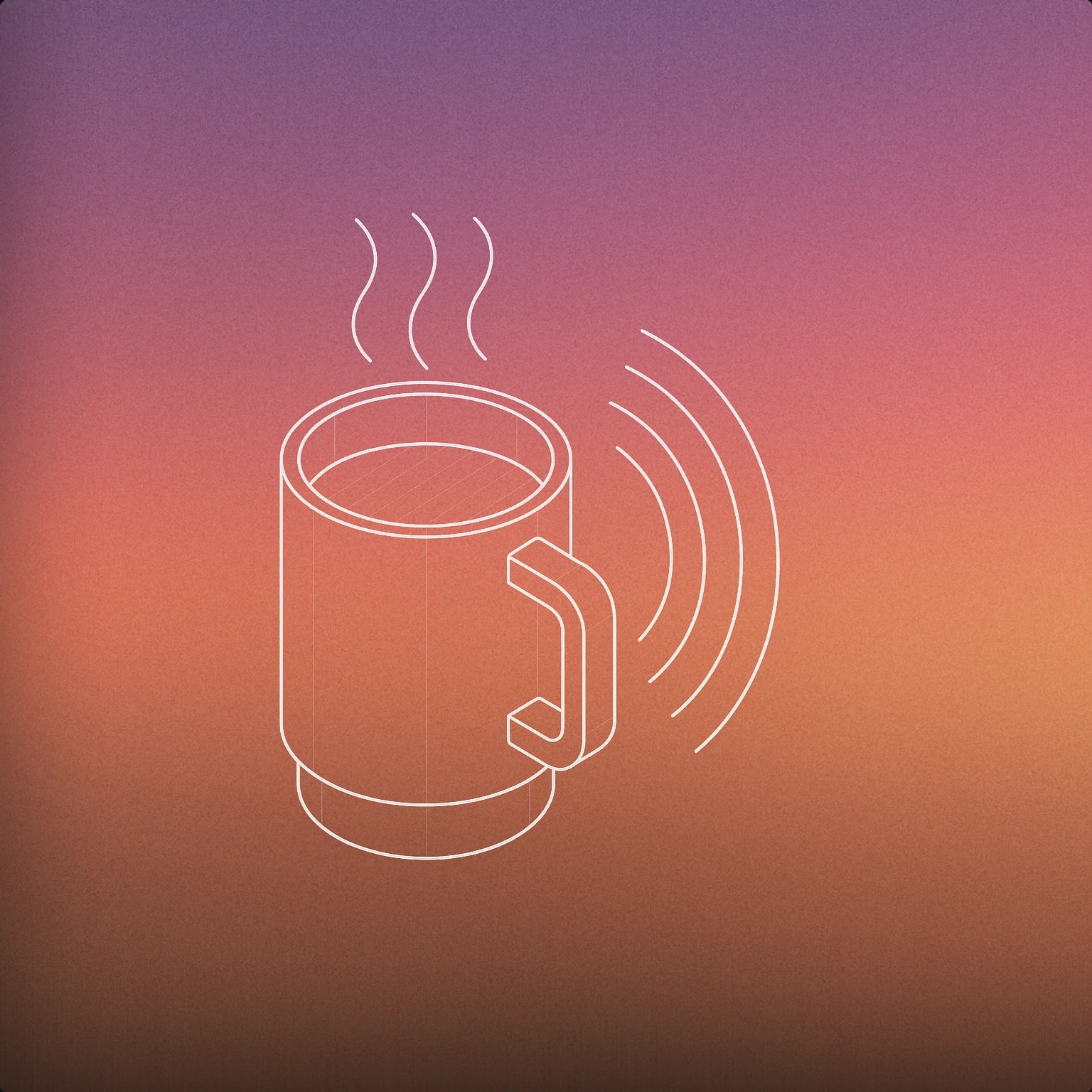 Cover of A steaming mug emitting soft, visible soundwaves for Warm sound effects