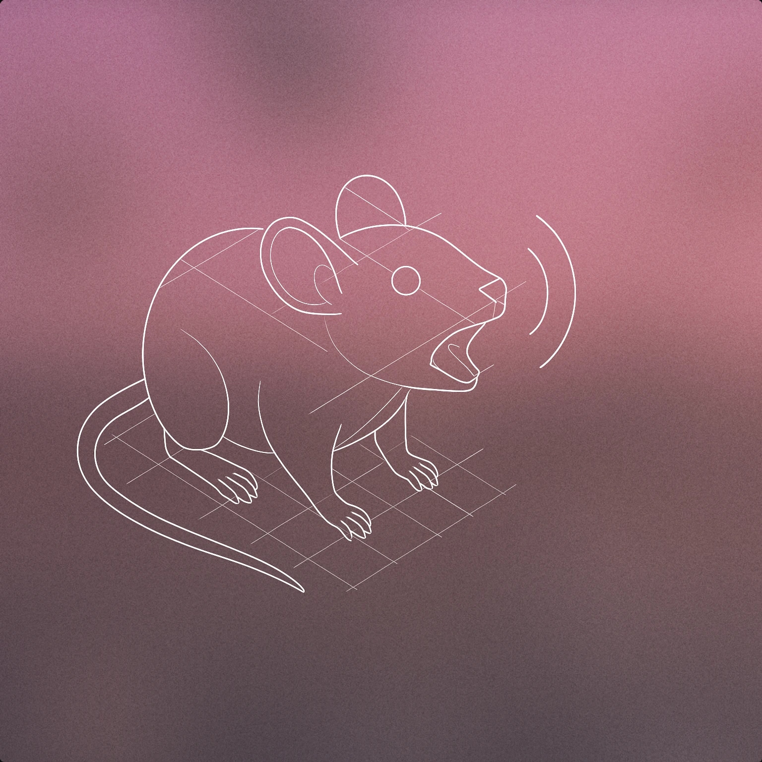 Cover of a stylized mouse with its mouth open, emitting a single curved soundwave line for Mouse Squeak sound effects