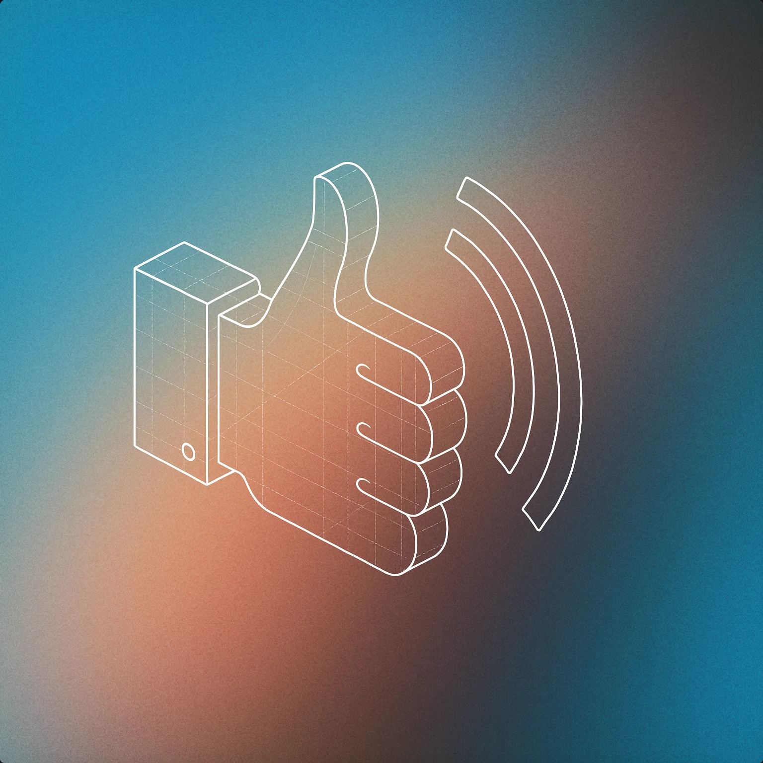 Cover of a stylized thumbs up hand emitting gentle soundwave arcs for Positive sound effects