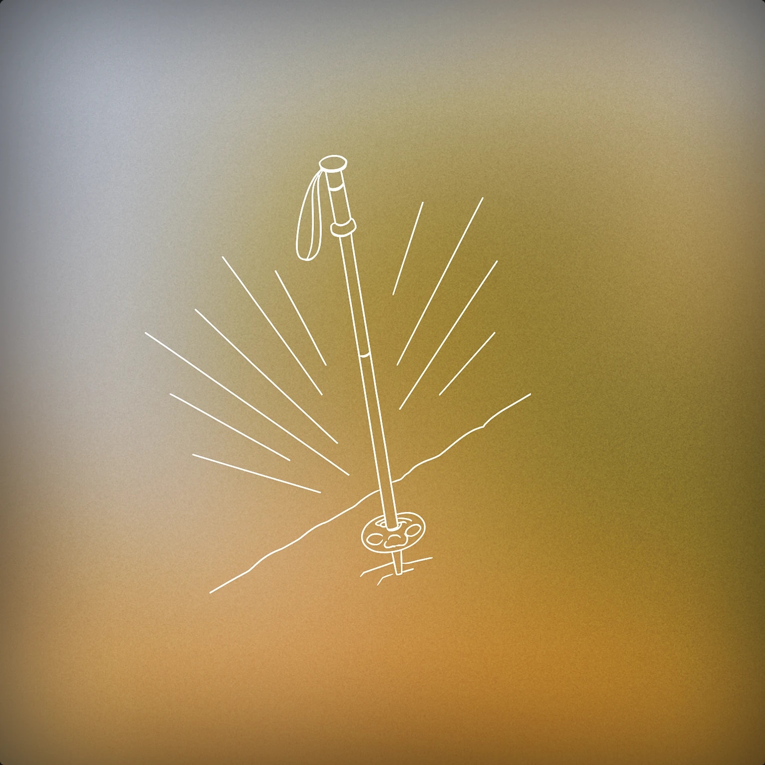 Cover of A ski pole planted firmly in snow with stylized motion lines emanating from it for Skiing sound effects