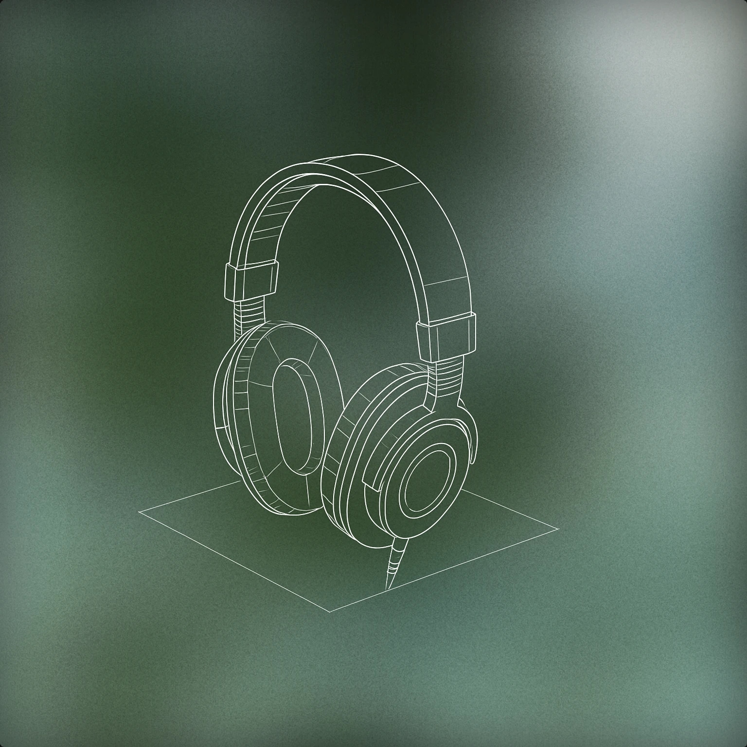 Cover of one large, upright headphone placed on a flat surface for Single sound effects