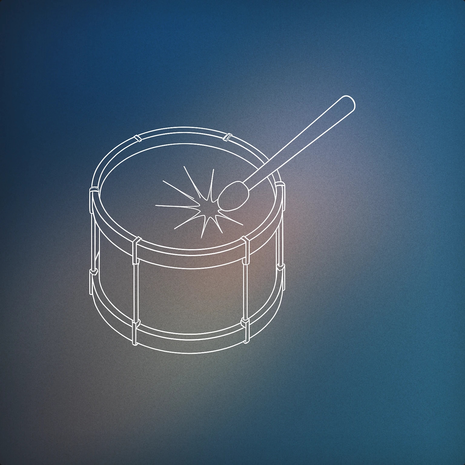 Cover of a stylized drum with a visible mallet striking its surface, with a single sharp impact mark radiating lines outward for Bang sound effects